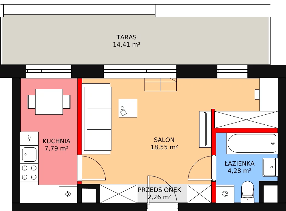 1 pokój, mieszkanie 32,88 m², piętro 3, oferta nr AC0340, Stilla, Warszawa, Włochy, Raków, ul. Fajansowa 5