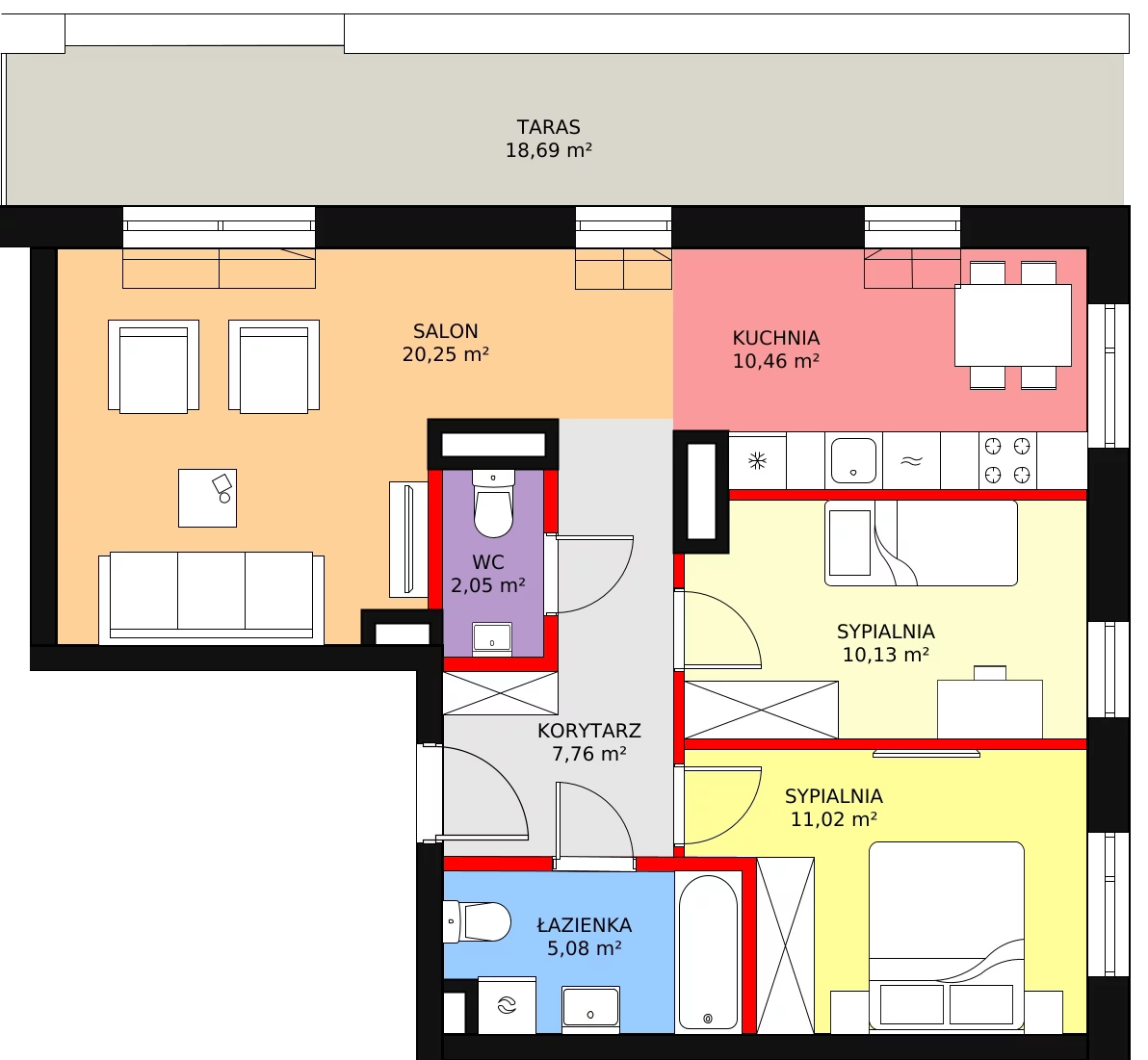 3 pokoje, mieszkanie 66,75 m², piętro 3, oferta nr AC0341, Stilla, Warszawa, Włochy, Raków, ul. Fajansowa 5