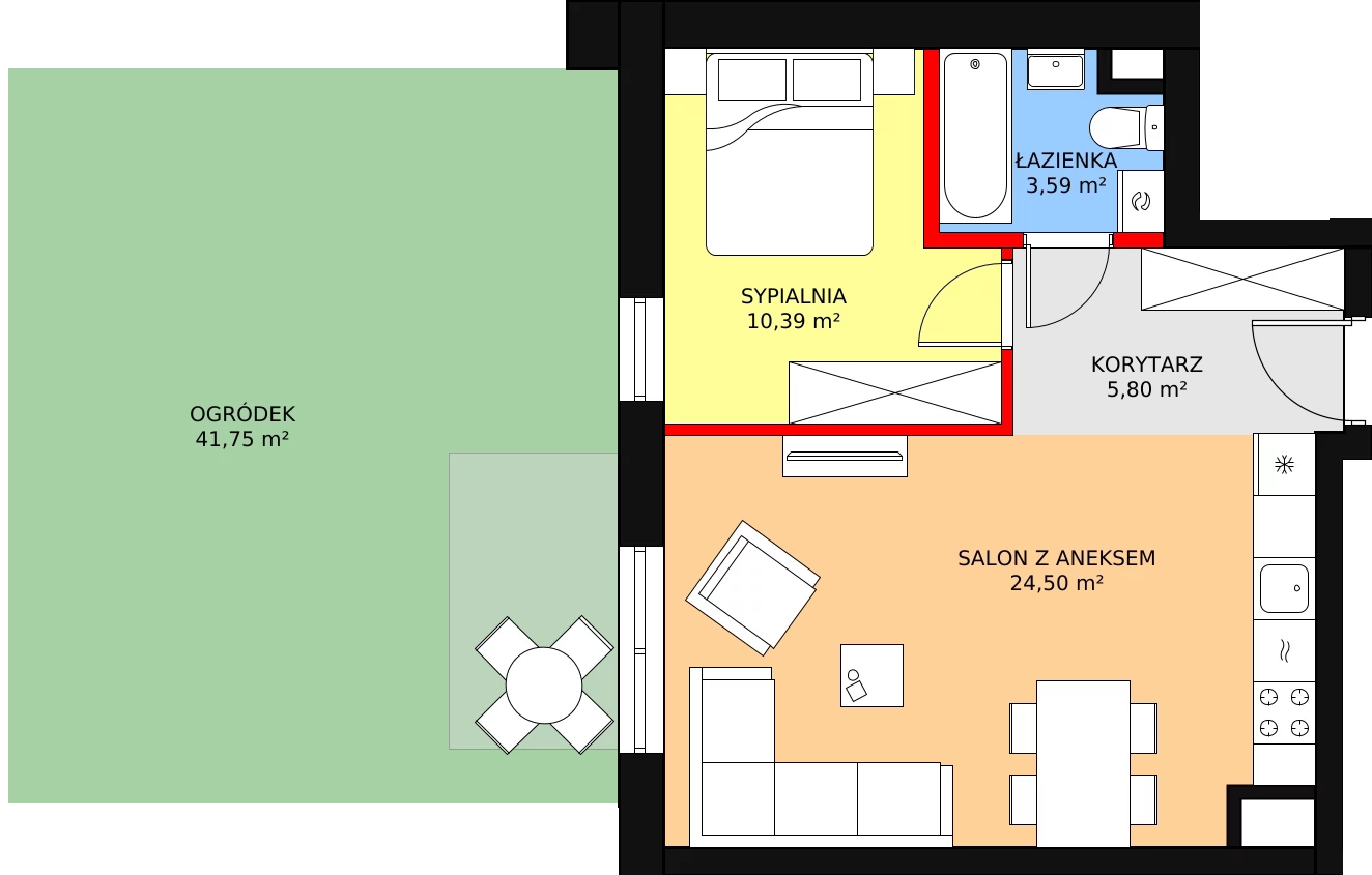 2 pokoje, mieszkanie 44,28 m², parter, oferta nr BA0001, Stilla, Warszawa, Włochy, Raków, ul. Fajansowa 5