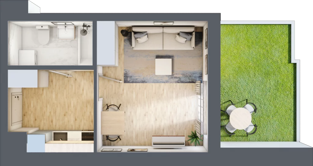 1 pokój, mieszkanie 28,65 m², parter, oferta nr BA0005, Stilla, Warszawa, Włochy, Raków, ul. Fajansowa 5