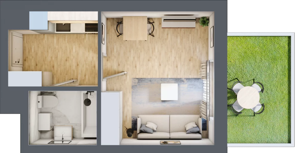 1 pokój, mieszkanie 27,17 m², parter, oferta nr BA0010, Stilla, Warszawa, Włochy, Raków, ul. Fajansowa 5
