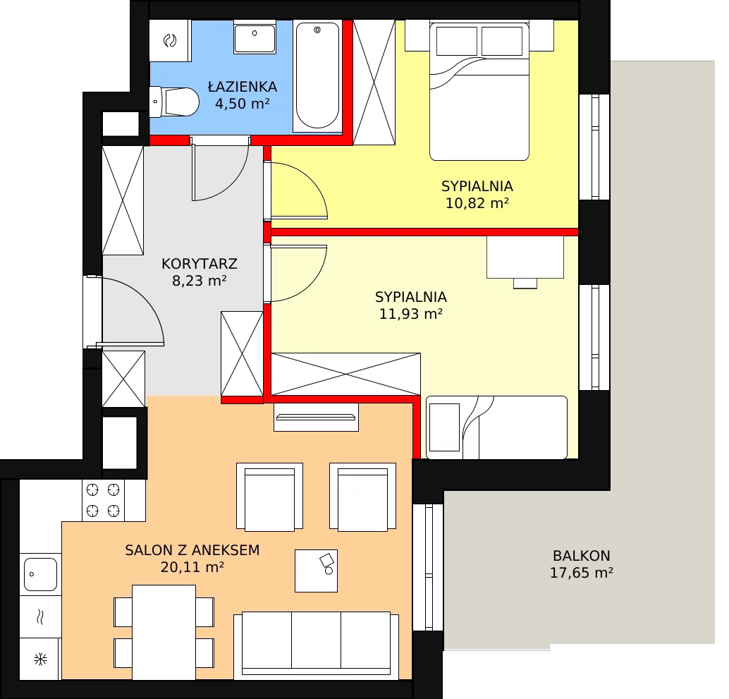 3 pokoje, mieszkanie 55,59 m², piętro 1, oferta nr BA0119, Stilla, Warszawa, Włochy, Raków, ul. Fajansowa 5