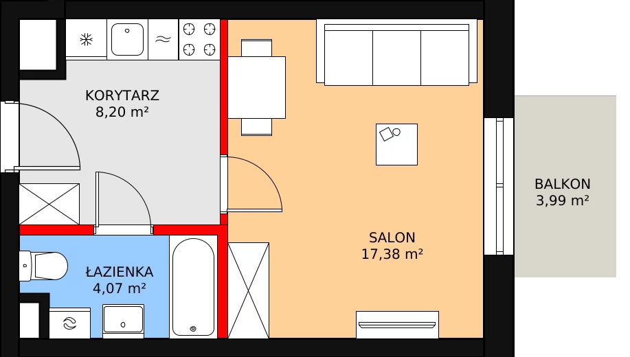 1 pokój, mieszkanie 29,65 m², piętro 1, oferta nr BA0123, Stilla, Warszawa, Włochy, Raków, ul. Fajansowa 5