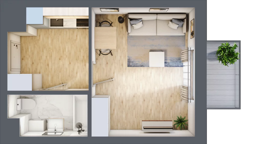 1 pokój, mieszkanie 29,65 m², piętro 1, oferta nr BA0123, Stilla, Warszawa, Włochy, Raków, ul. Fajansowa 5