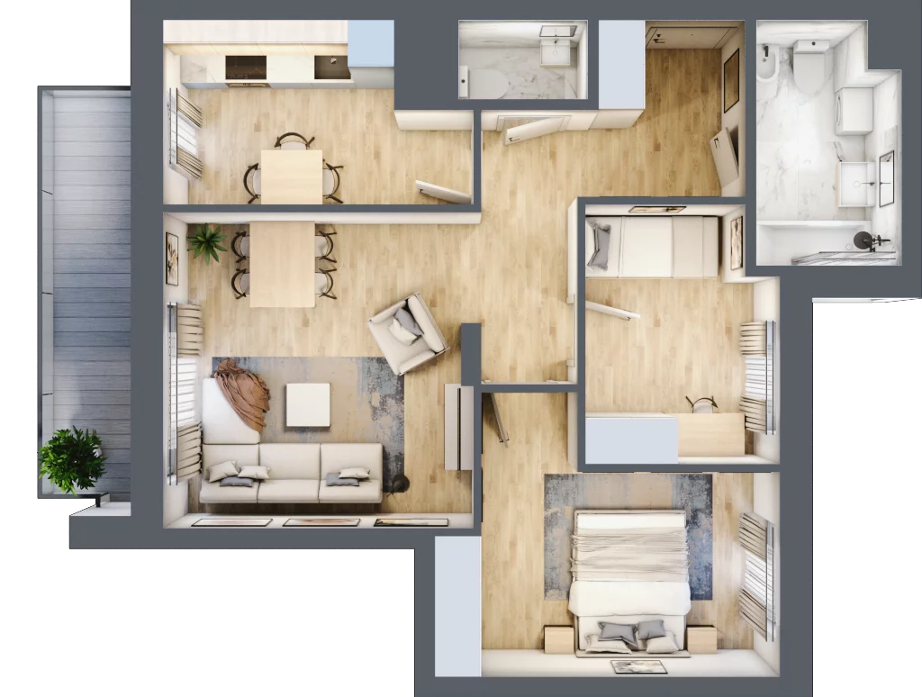 3 pokoje, mieszkanie 62,73 m², piętro 1, oferta nr BA0127, Stilla, Warszawa, Włochy, Raków, ul. Fajansowa 5
