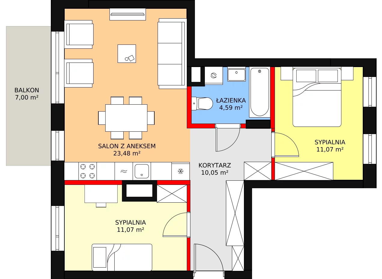 3 pokoje, mieszkanie 60,26 m², piętro 1, oferta nr BB0105, Stilla, Warszawa, Włochy, Raków, ul. Fajansowa 5