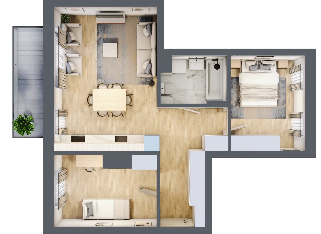 3 pokoje, mieszkanie 60,26 m², piętro 1, oferta nr BB0105, Stilla, Warszawa, Włochy, Raków, ul. Fajansowa 5