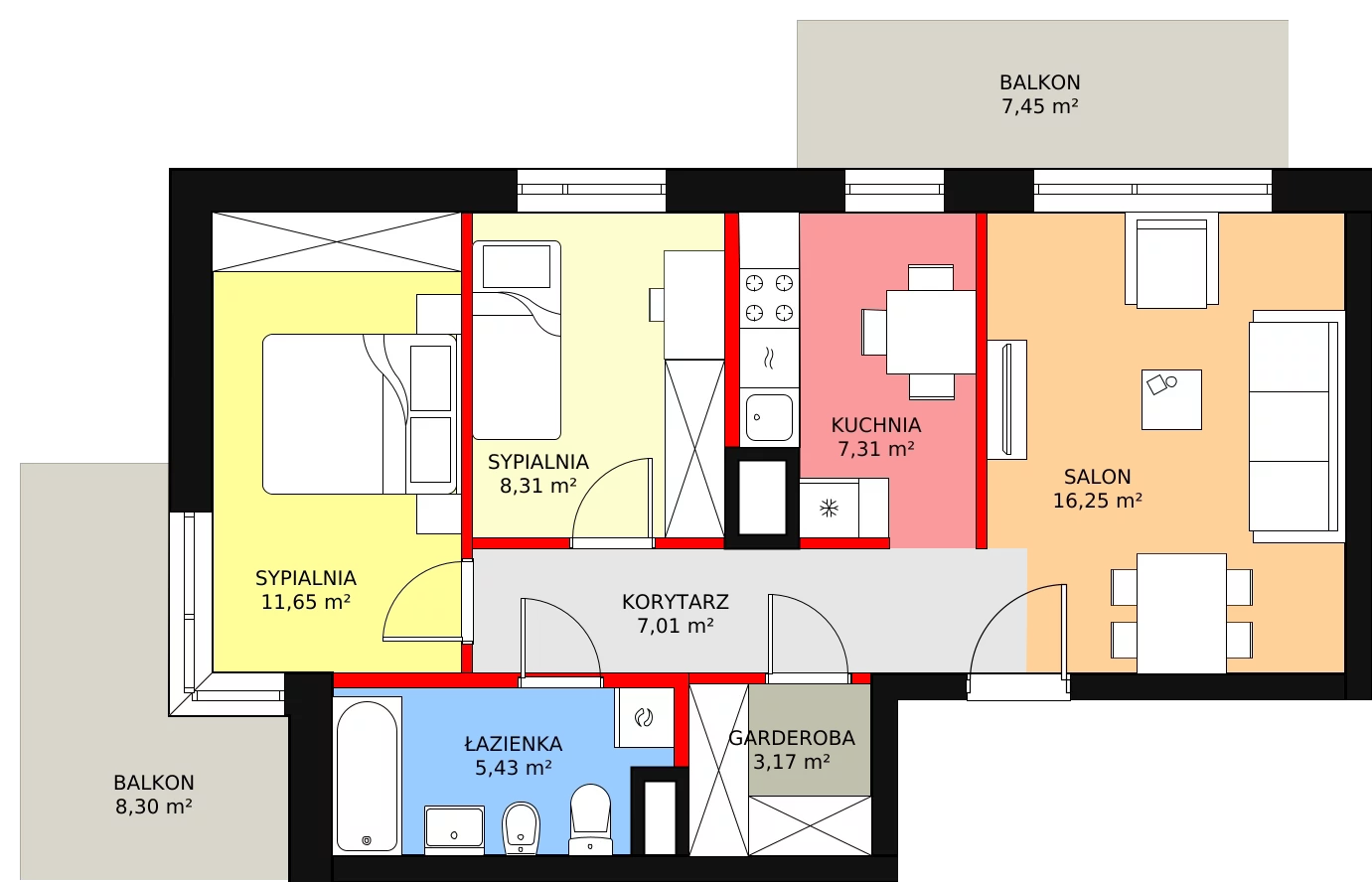 3 pokoje, mieszkanie 59,13 m², piętro 1, oferta nr BB0108, Stilla, Warszawa, Włochy, Raków, ul. Fajansowa 5