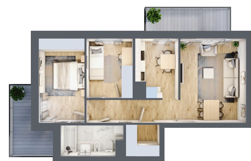 3 pokoje, mieszkanie 59,13 m², piętro 1, oferta nr BB0108, Stilla, Warszawa, Włochy, Raków, ul. Fajansowa 5