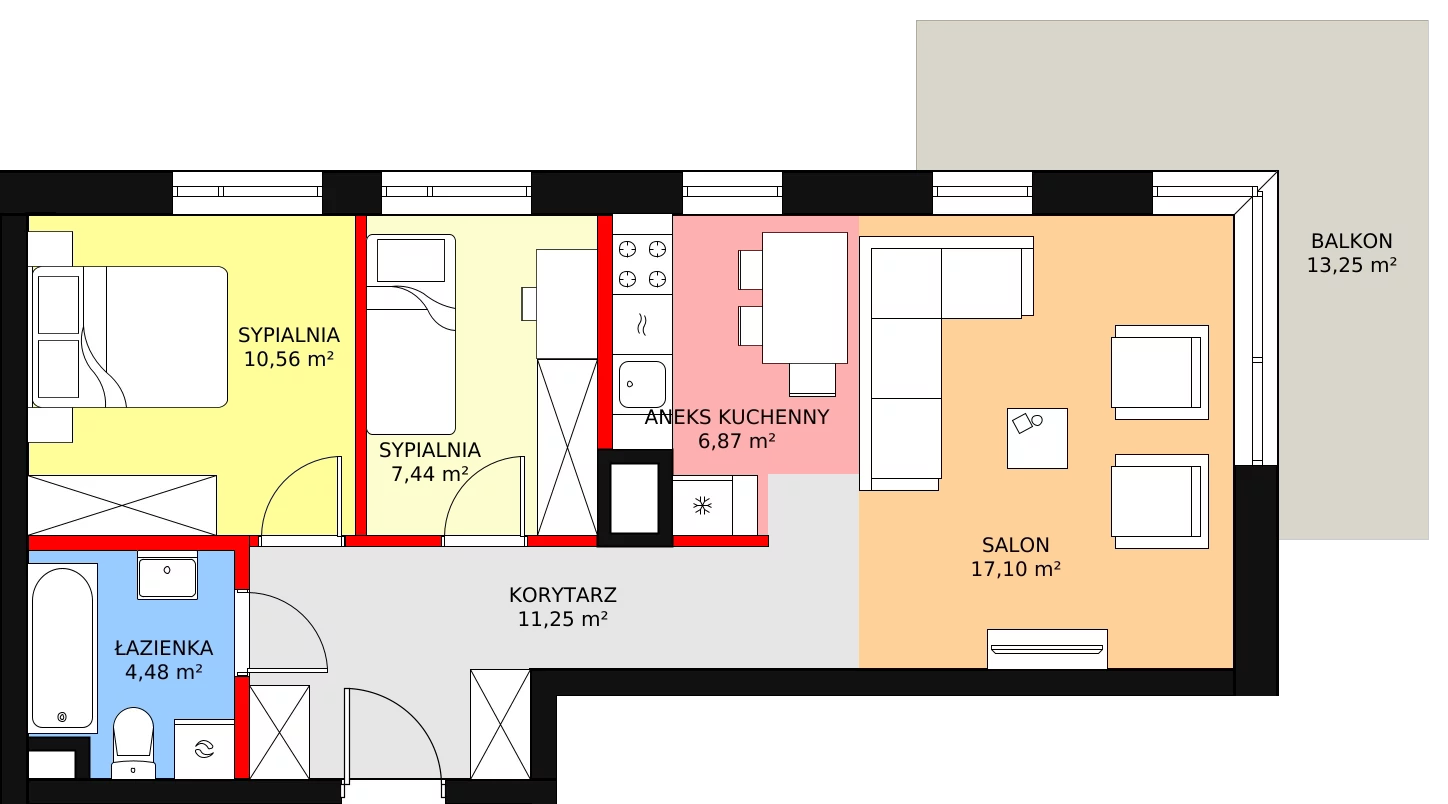 3 pokoje, mieszkanie 57,70 m², piętro 2, oferta nr BA0240, Stilla, Warszawa, Włochy, Raków, ul. Fajansowa 5