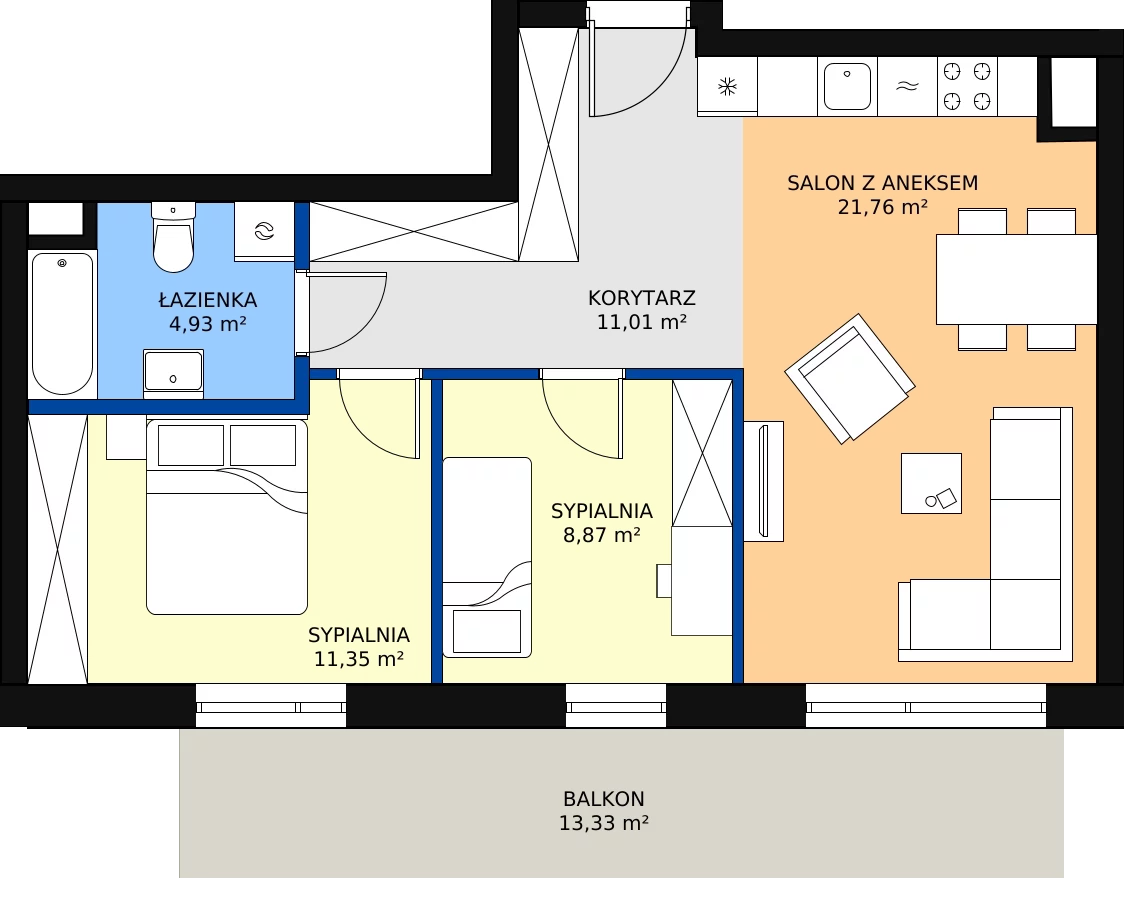 Zalety mieszkania 57.92 m², BA0343