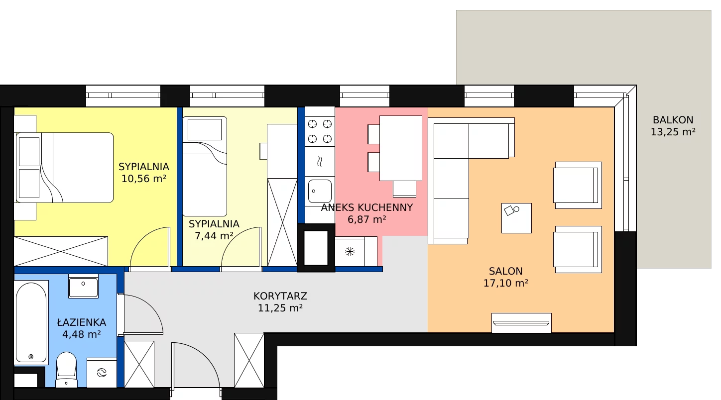 Zalety mieszkania 57.7 m², BA0354