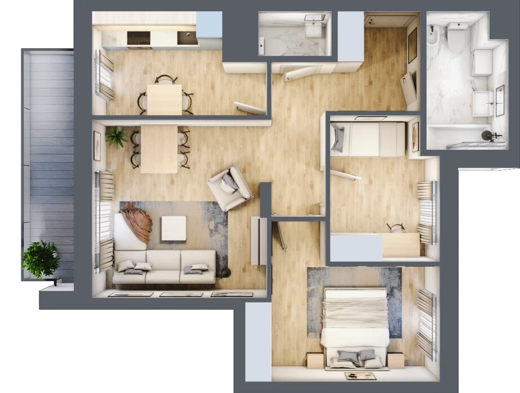 3 pokoje, mieszkanie 62,74 m², piętro 3, oferta nr BA0355, Stilla, Warszawa, Włochy, Raków, ul. Fajansowa 5