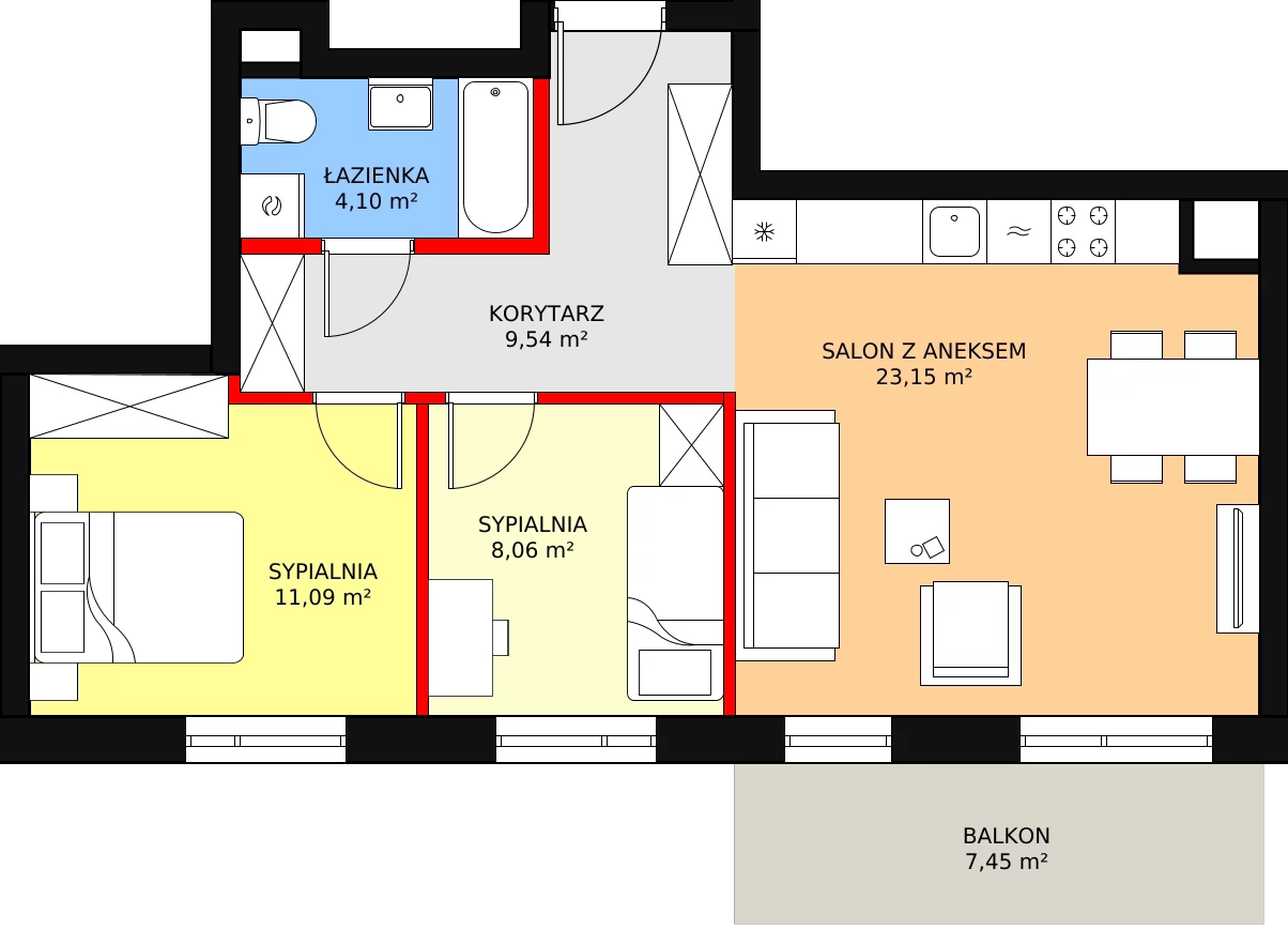 3 pokoje, mieszkanie 55,94 m², piętro 3, oferta nr BA0356, Stilla, Warszawa, Włochy, Raków, ul. Fajansowa 5