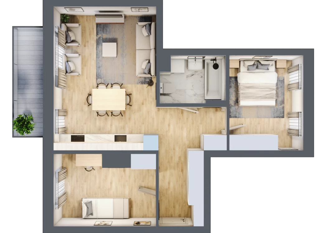 3 pokoje, mieszkanie 60,30 m², piętro 3, oferta nr BB0313, Stilla, Warszawa, Włochy, Raków, ul. Fajansowa 5