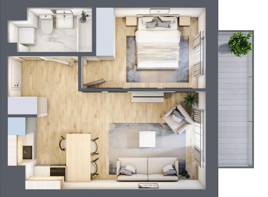 2 pokoje, mieszkanie 39,83 m², piętro 4, oferta nr BA0463, Stilla, Warszawa, Włochy, Raków, ul. Fajansowa 5