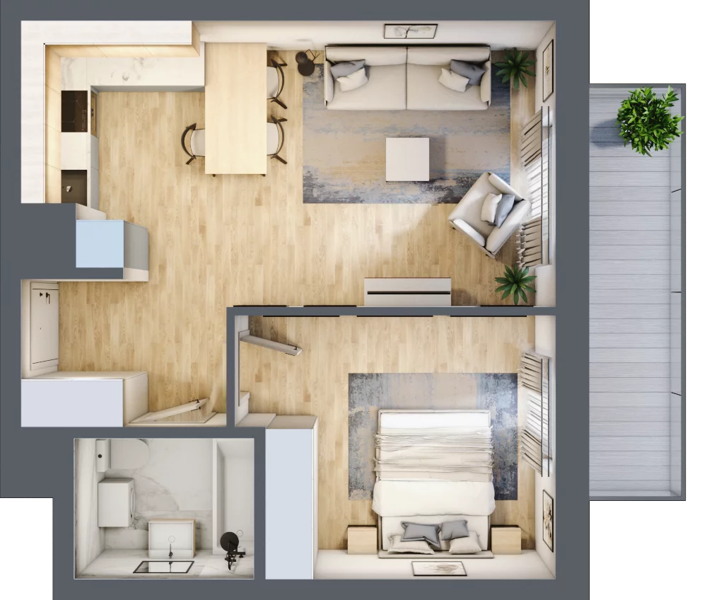 2 pokoje, mieszkanie 44,56 m², piętro 4, oferta nr BA0466, Stilla, Warszawa, Włochy, Raków, ul. Fajansowa 5