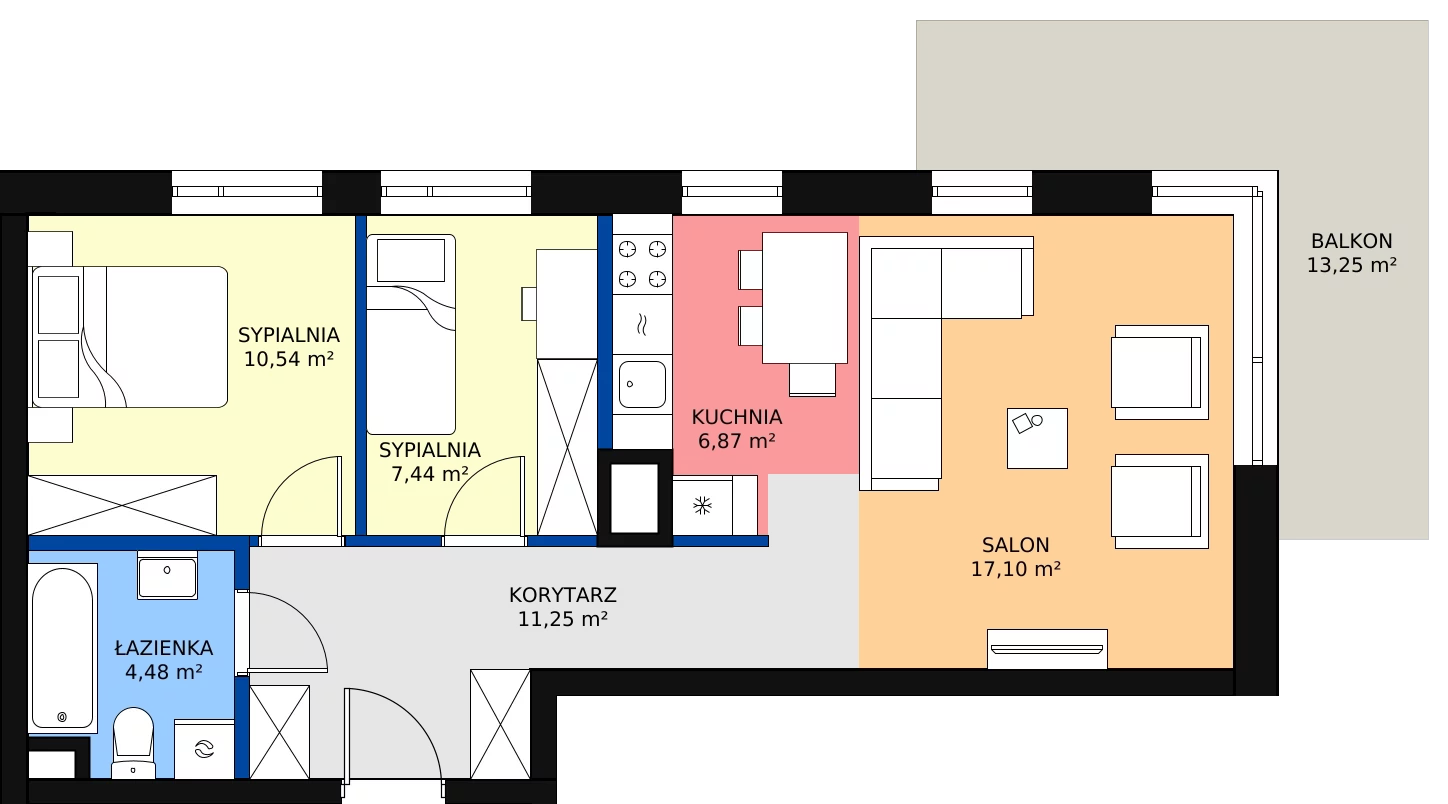 Zalety mieszkania 57.68 m², BA0468