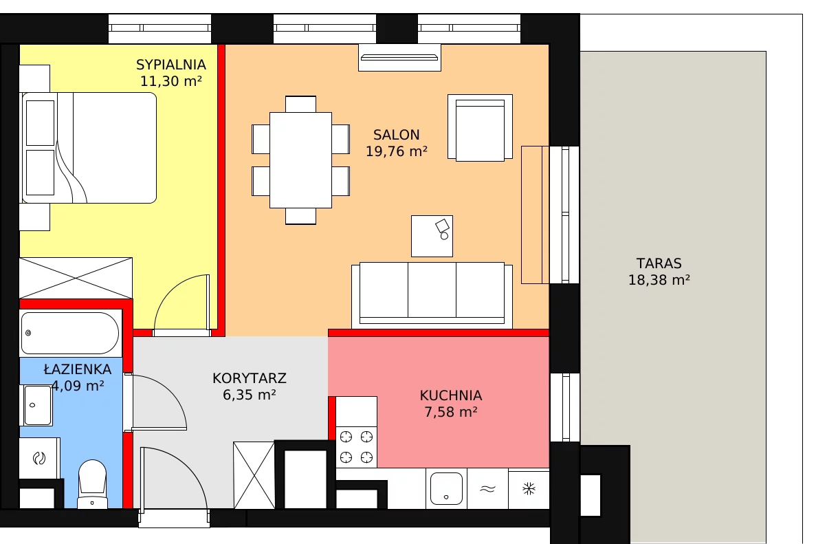 2 pokoje, mieszkanie 49,08 m², piętro 6, oferta nr BA0685, Stilla, Warszawa, Włochy, Raków, ul. Fajansowa 5