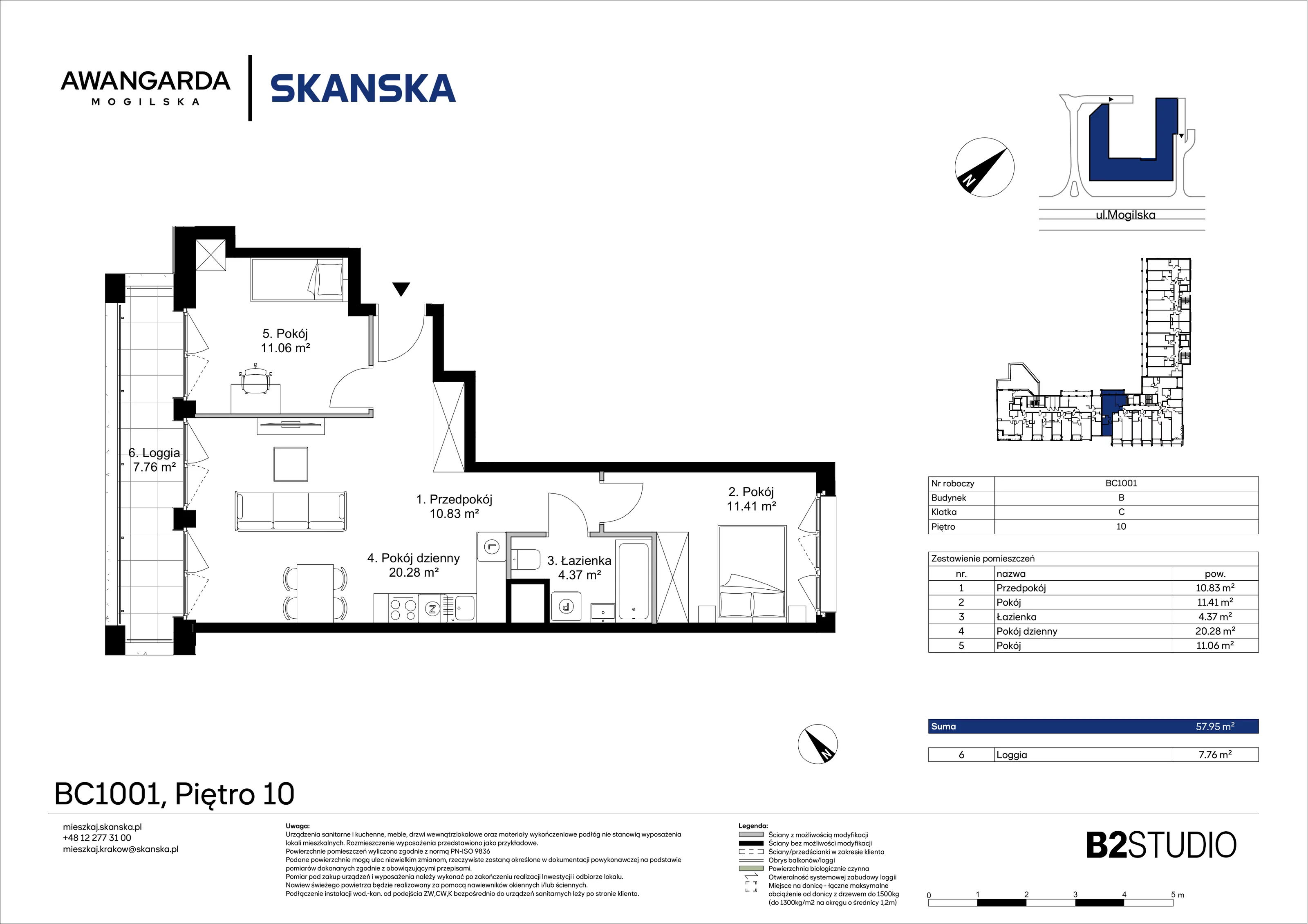 3 pokoje, apartament 57,95 m², piętro 10, oferta nr 1BC1001, Awangarda Mogilska, Kraków, Prądnik Czerwony, Rakowice, ul. Mogilska 126