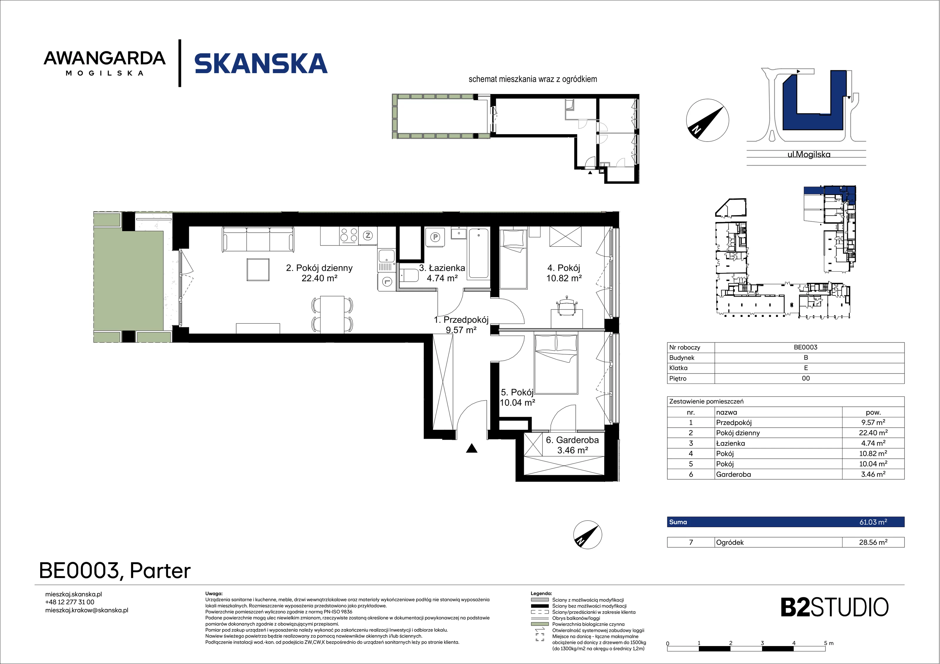 3 pokoje, apartament 61,03 m², parter, oferta nr 1BE0003, Awangarda Mogilska, Kraków, Prądnik Czerwony, Rakowice, ul. Mogilska 126