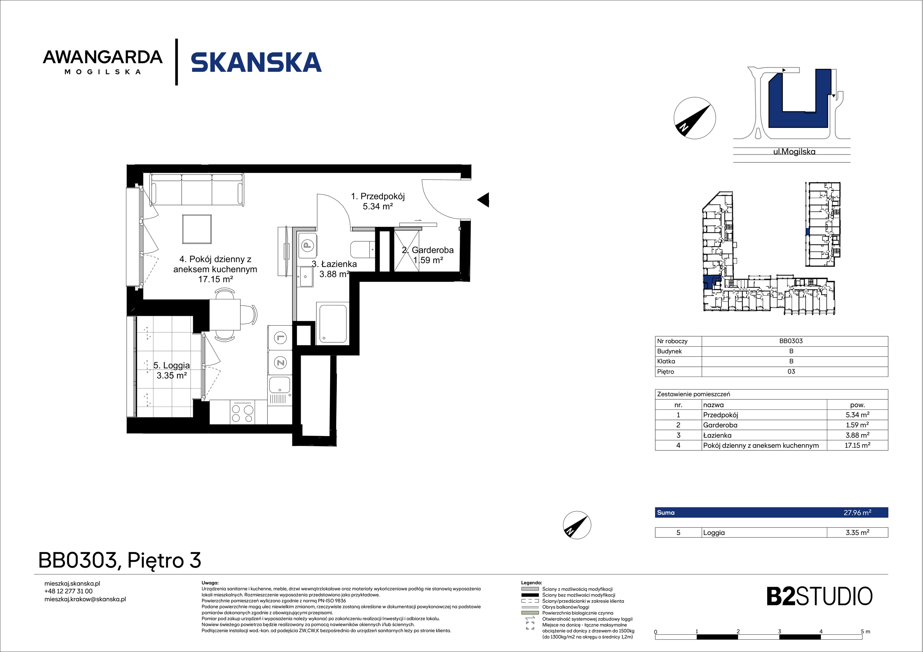 1 pokój, apartament 27,96 m², piętro 3, oferta nr 1BB0303, Awangarda Mogilska, Kraków, Prądnik Czerwony, Rakowice, ul. Mogilska 126