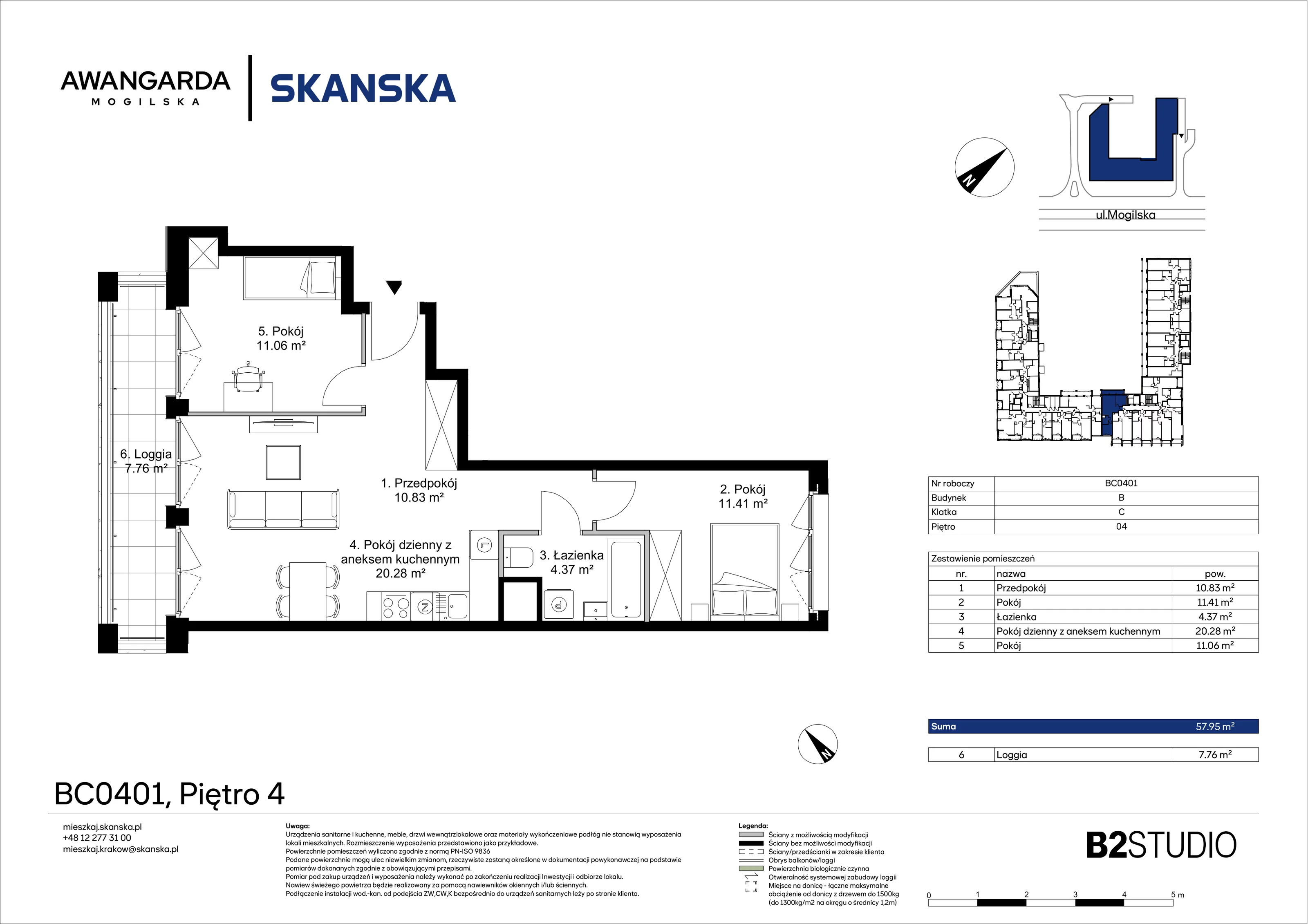 3 pokoje, apartament 57,95 m², piętro 4, oferta nr 1BC0401, Awangarda Mogilska, Kraków, Prądnik Czerwony, Rakowice, ul. Mogilska 126