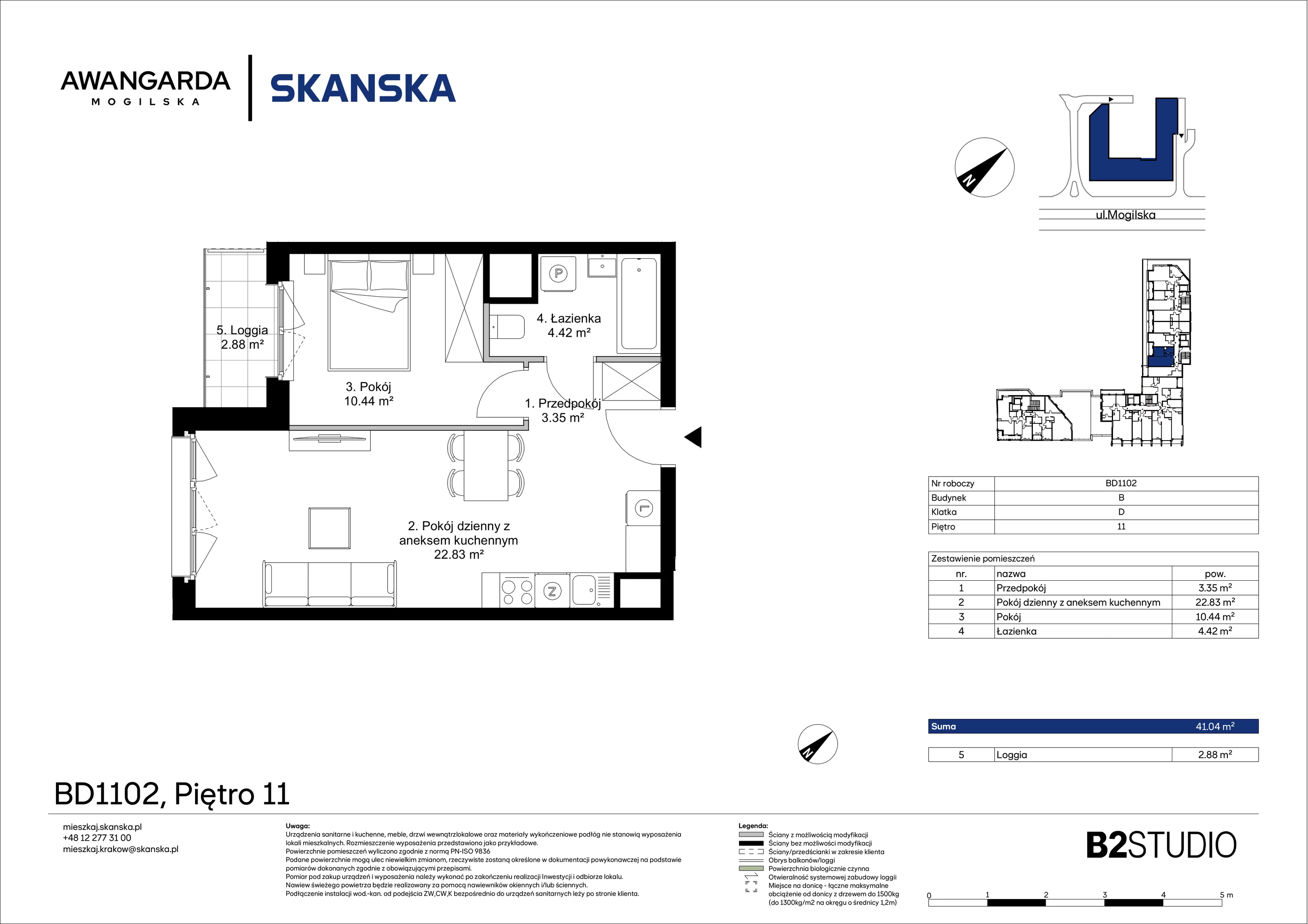 2 pokoje, apartament 41,04 m², piętro 11, oferta nr 1BD1102, Awangarda Mogilska, Kraków, Prądnik Czerwony, Rakowice, ul. Mogilska 126