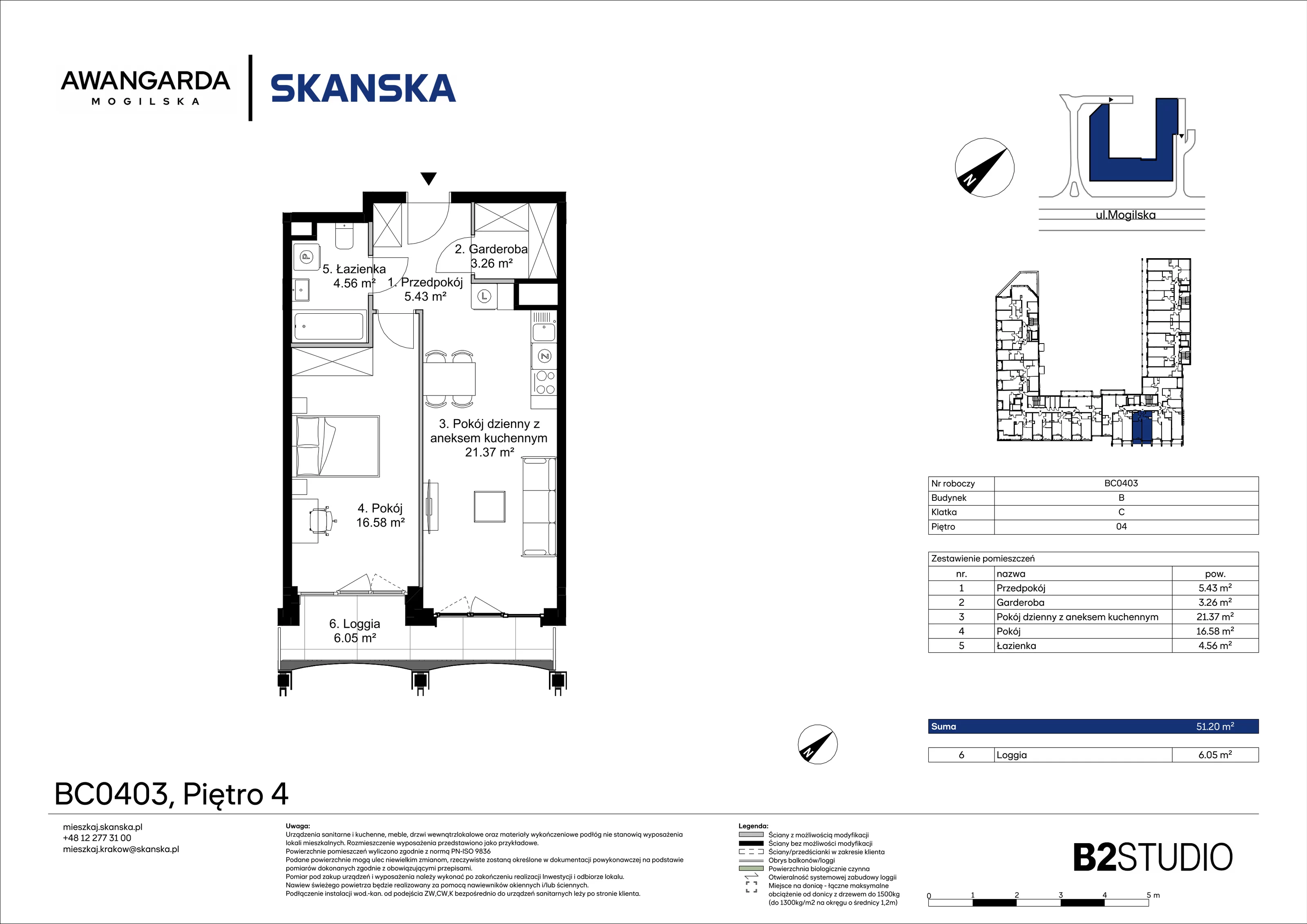 2 pokoje, apartament 51,20 m², piętro 4, oferta nr 1BC0403, Awangarda Mogilska, Kraków, Prądnik Czerwony, Rakowice, ul. Mogilska 126