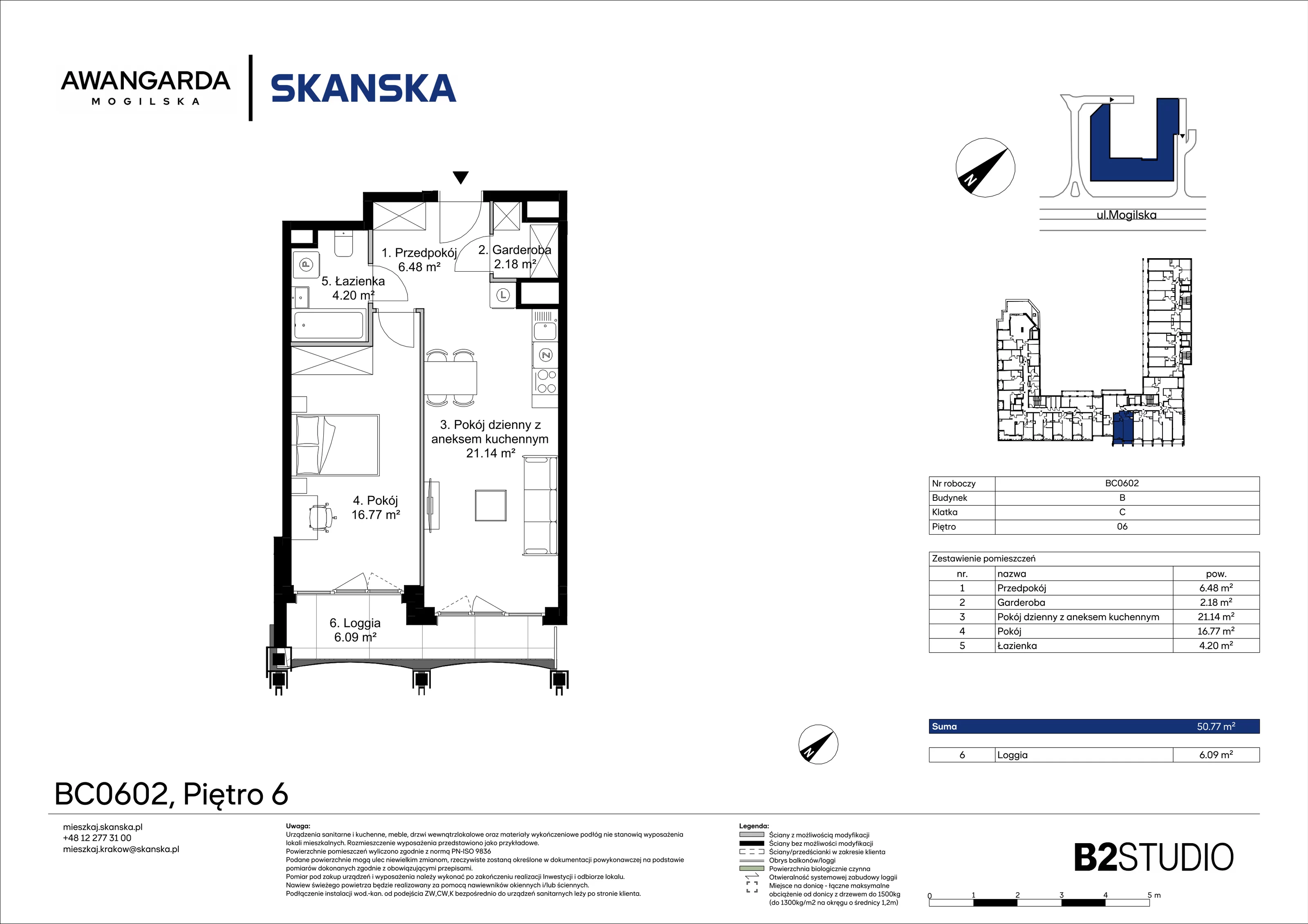 2 pokoje, apartament 50,77 m², piętro 6, oferta nr 1BC0602, Awangarda Mogilska, Kraków, Prądnik Czerwony, Rakowice, ul. Mogilska 126