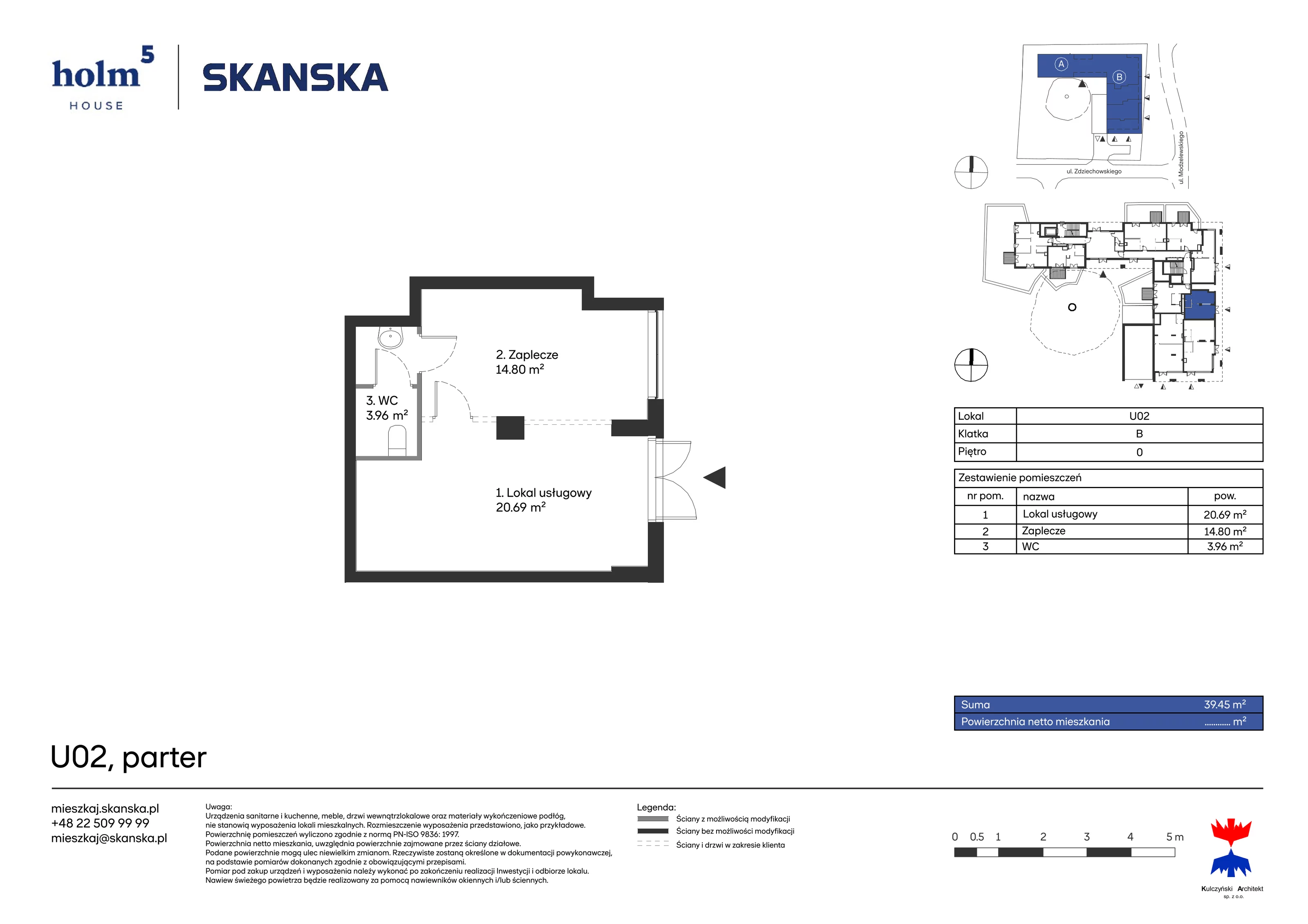 Lokal użytkowy 39,45 m², oferta nr HU02, Holm House - lokale użytkowe, Warszawa, Mokotów, Ksawerów, ul. Zdziechowskiego