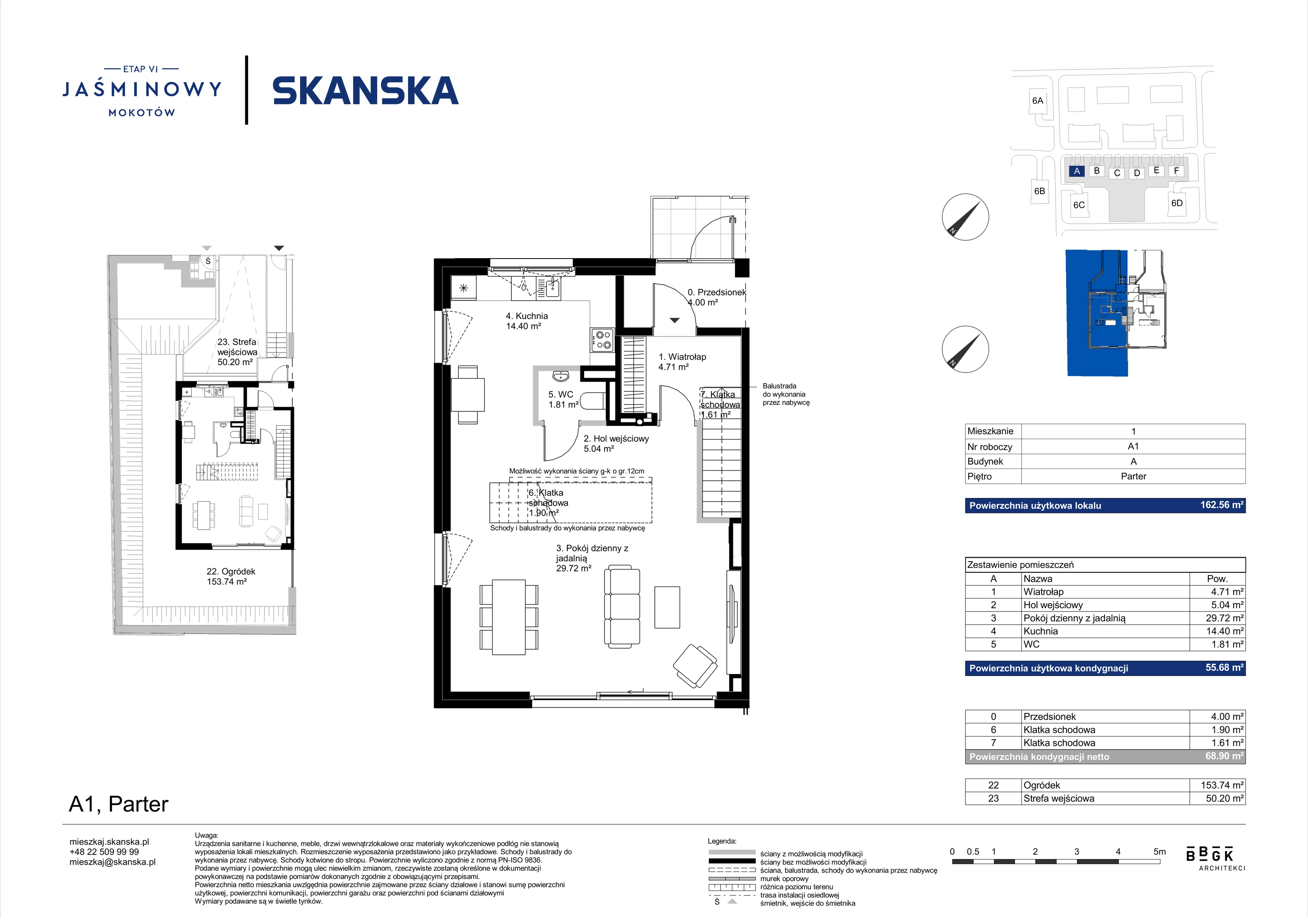 Dom 162,56 m², oferta nr A01, Jaśminowy Mokotów VI Domy, Warszawa, Mokotów, Stegny, ul. Białego Dębu