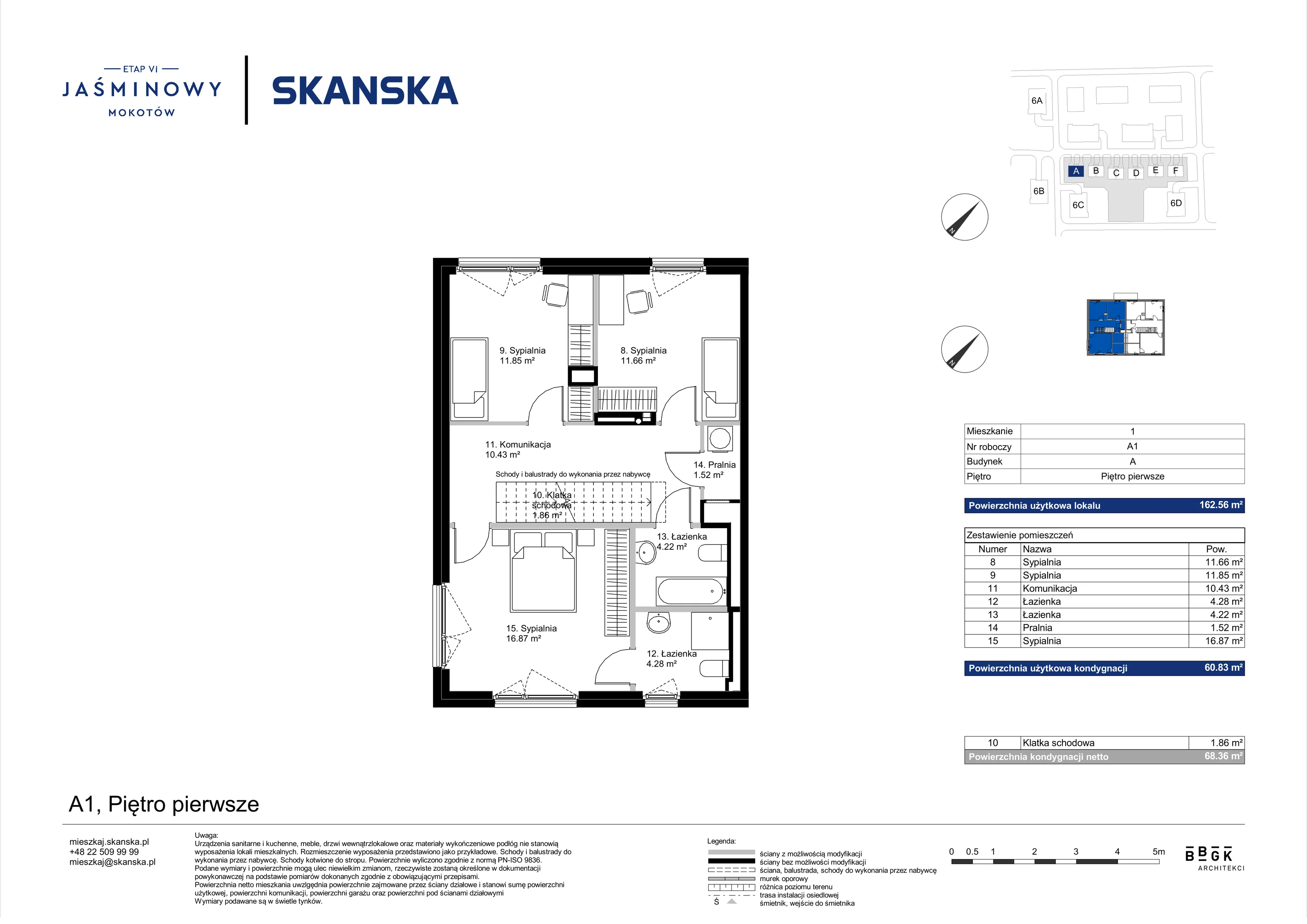 Dom 162,56 m², oferta nr A01, Jaśminowy Mokotów VI Domy, Warszawa, Mokotów, Stegny, ul. Białego Dębu