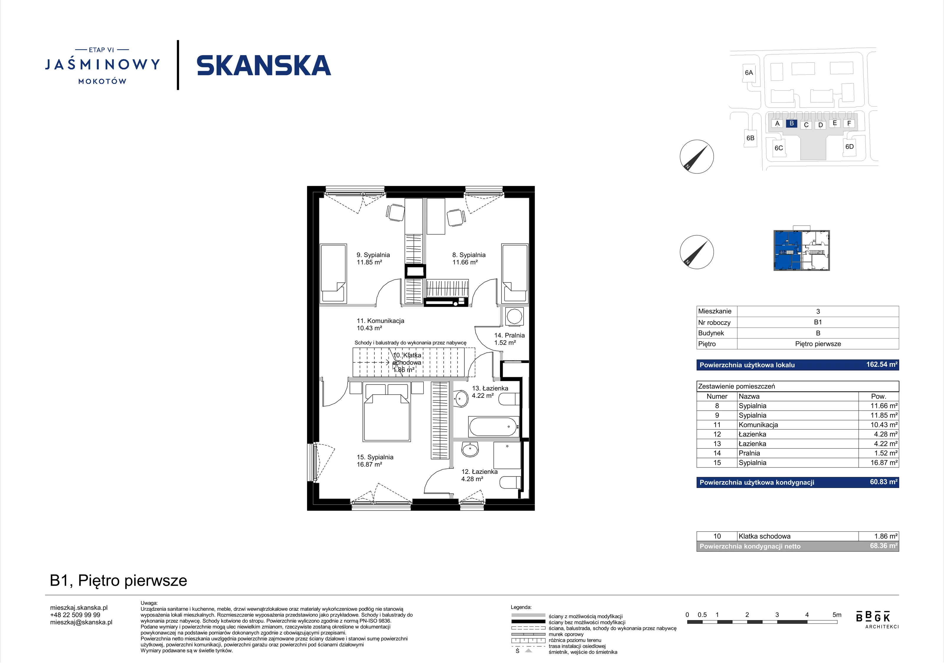 Dom 162,54 m², oferta nr B01, Jaśminowy Mokotów VI Domy, Warszawa, Mokotów, Stegny, ul. Białego Dębu