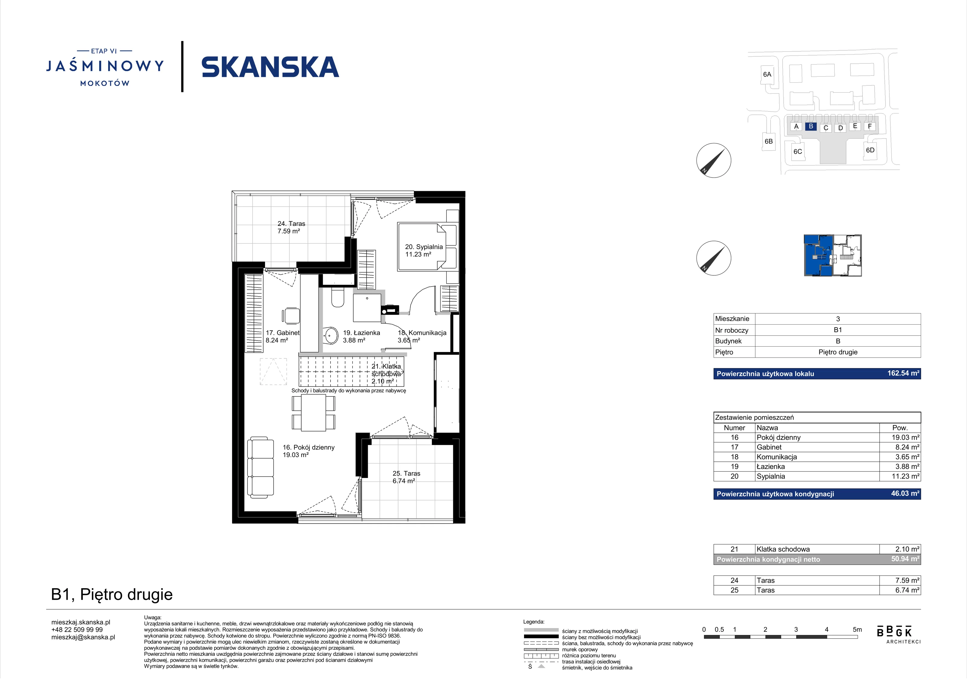 Dom 162,54 m², oferta nr B01, Jaśminowy Mokotów VI Domy, Warszawa, Mokotów, Stegny, ul. Białego Dębu