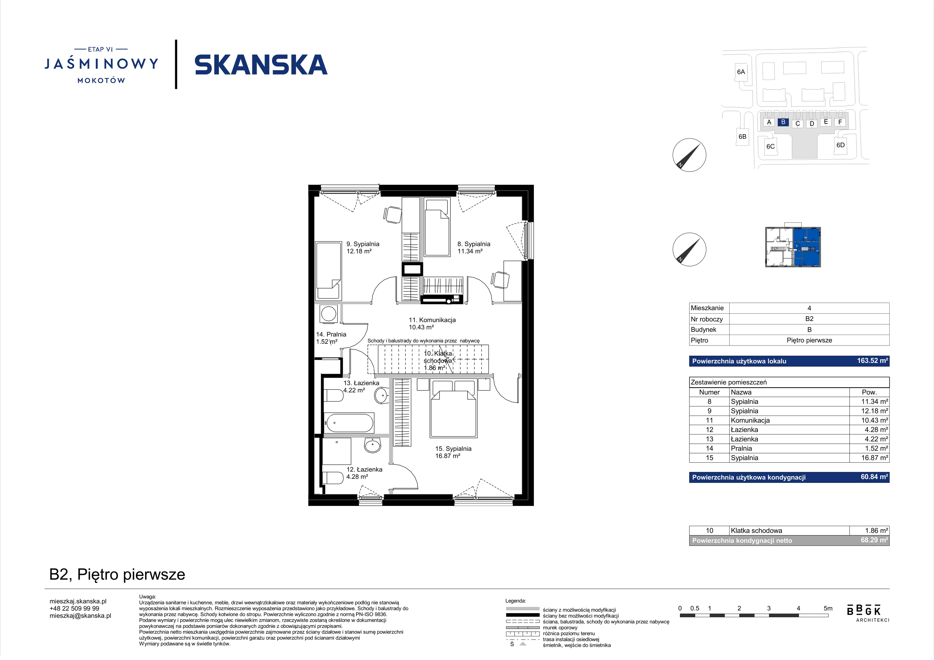 Dom 163,52 m², oferta nr B02, Jaśminowy Mokotów VI Domy, Warszawa, Mokotów, Stegny, ul. Białego Dębu