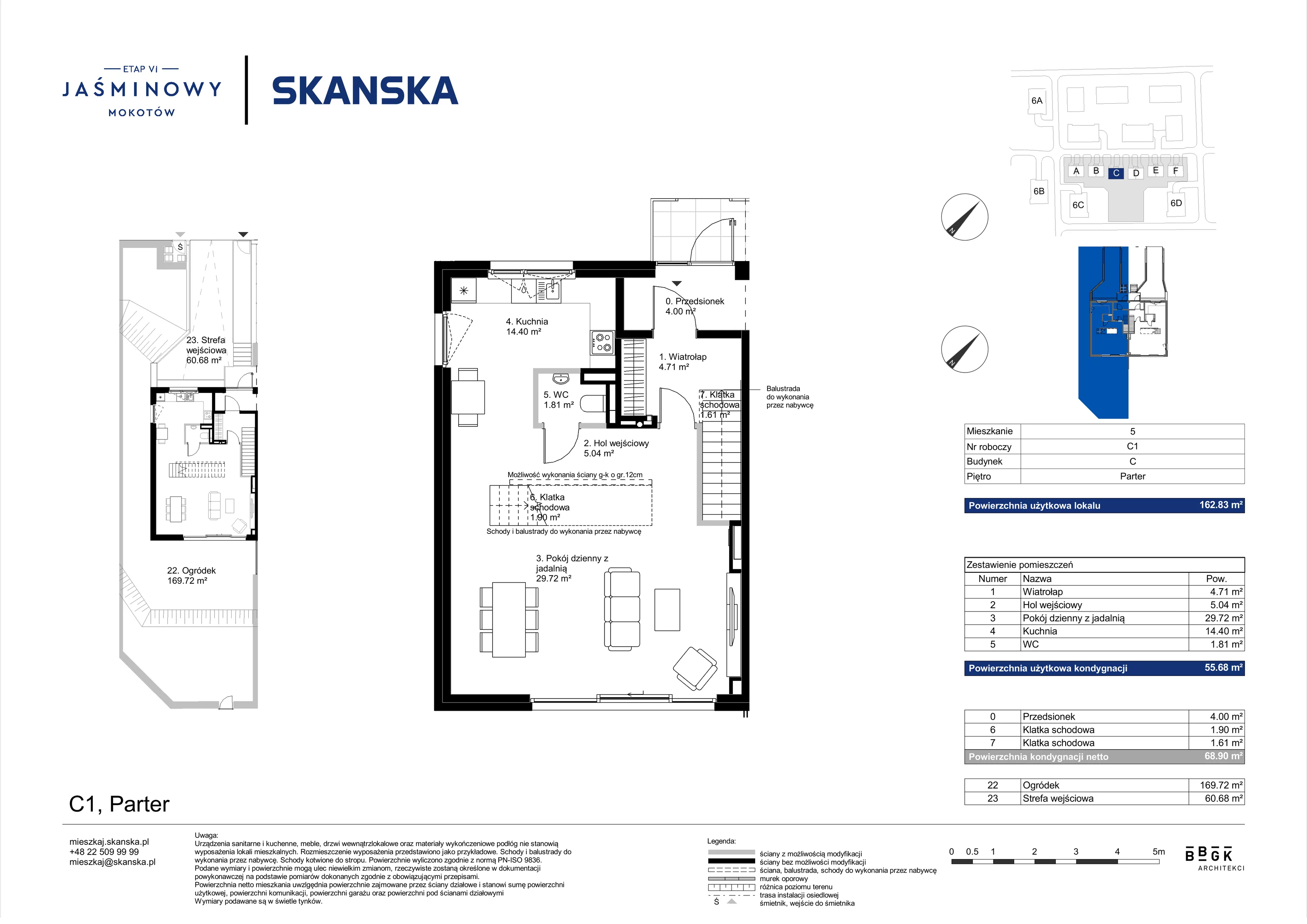 Dom 162,83 m², oferta nr C01, Jaśminowy Mokotów VI Domy, Warszawa, Mokotów, Stegny, ul. Białego Dębu