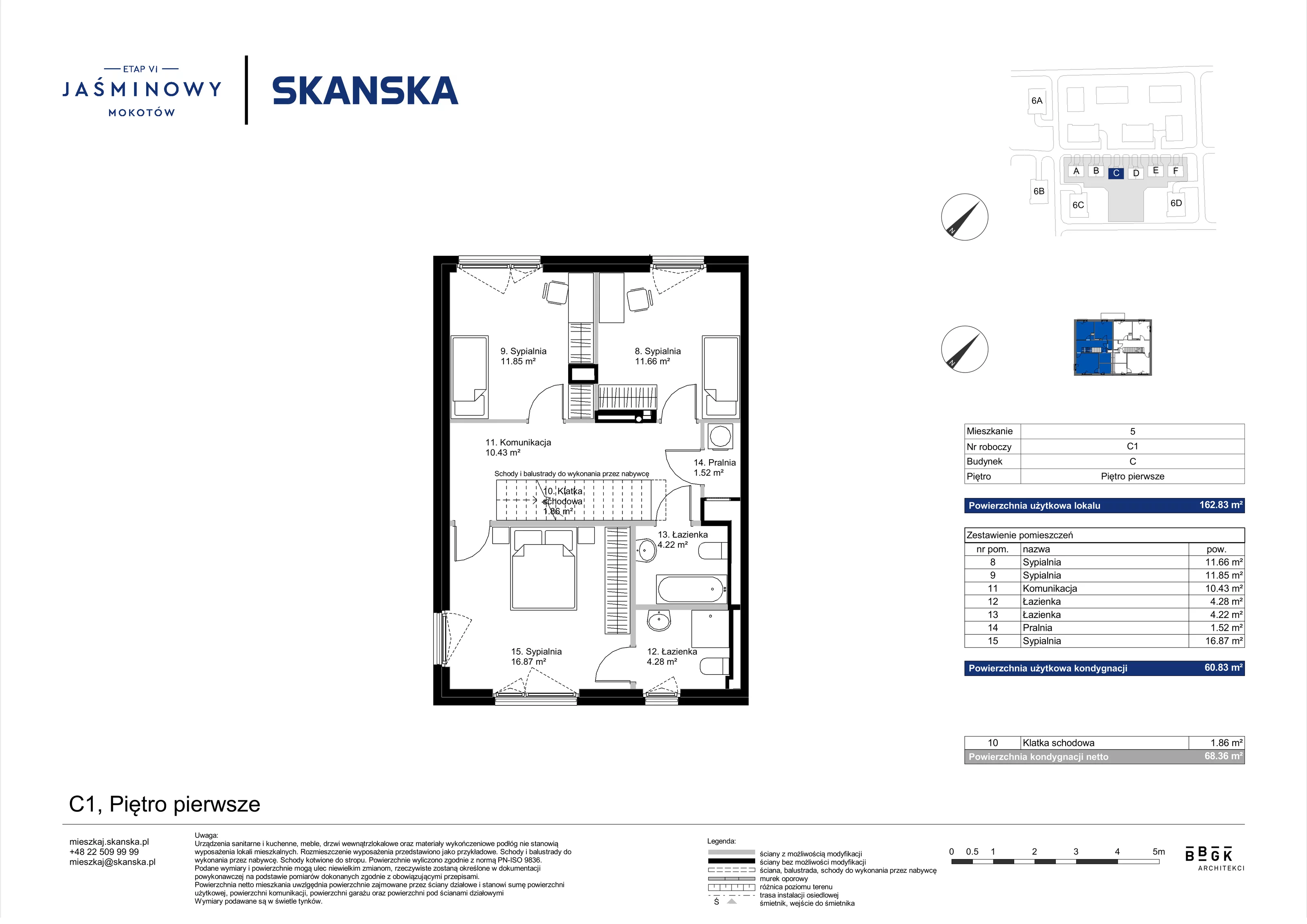 Dom 162,83 m², oferta nr C01, Jaśminowy Mokotów VI Domy, Warszawa, Mokotów, Stegny, ul. Białego Dębu