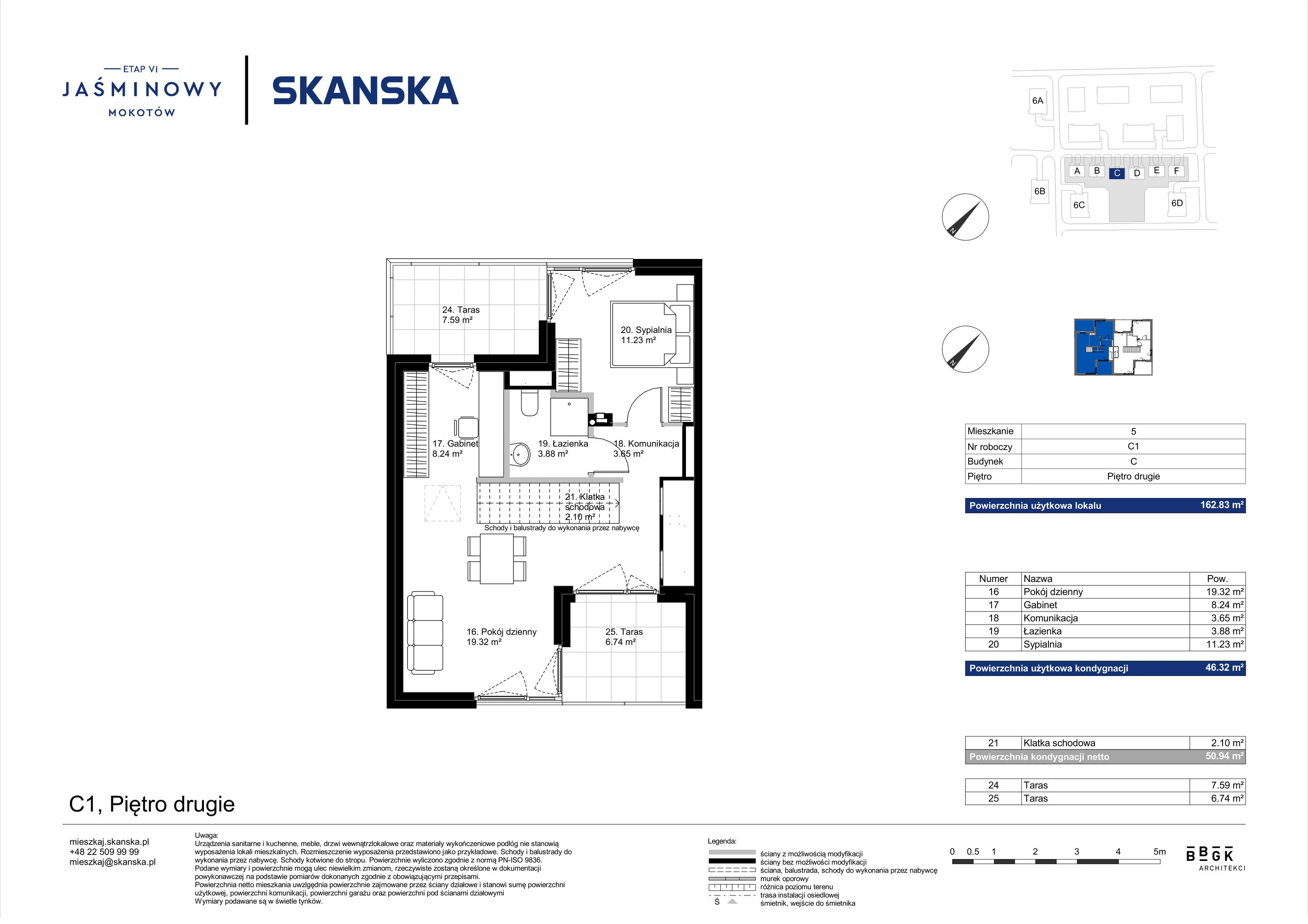 Dom 162,83 m², oferta nr C01, Jaśminowy Mokotów VI Domy, Warszawa, Mokotów, Stegny, ul. Białego Dębu