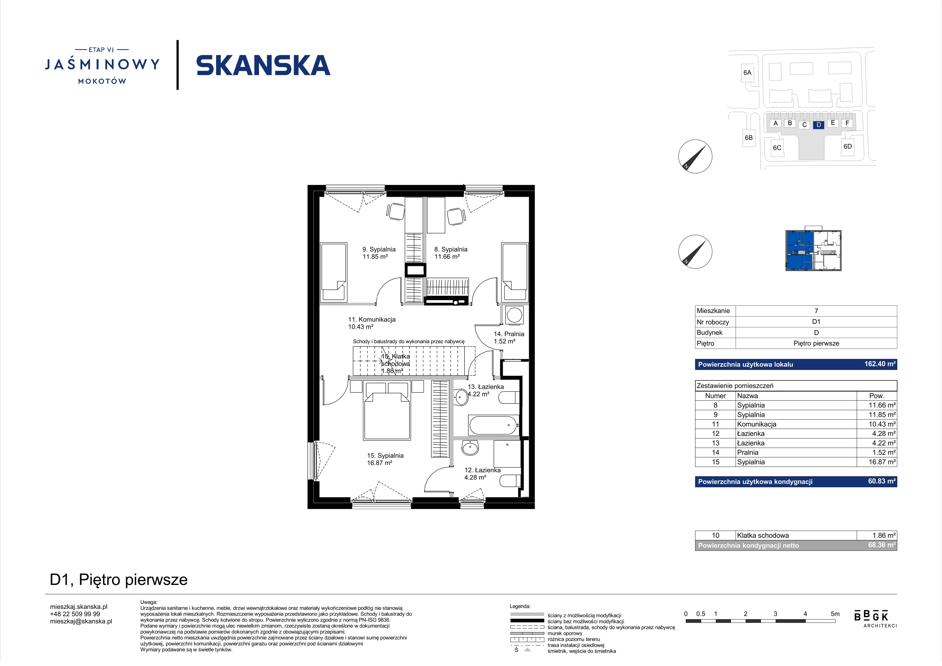 Dom 162,40 m², oferta nr D01, Jaśminowy Mokotów VI Domy, Warszawa, Mokotów, Stegny, ul. Białego Dębu