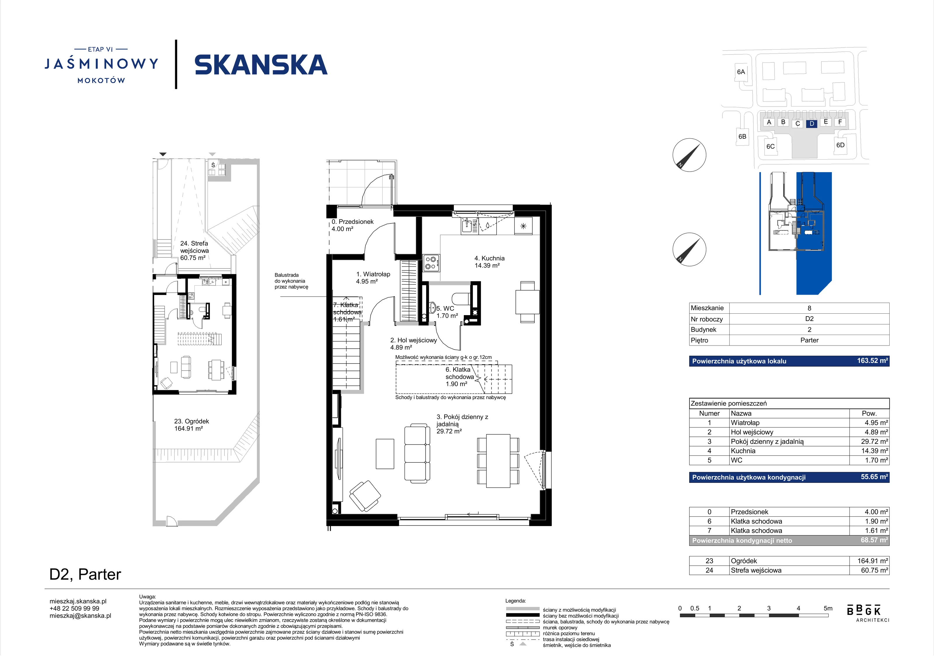 Dom 163,52 m², oferta nr D02, Jaśminowy Mokotów VI Domy, Warszawa, Mokotów, Stegny, ul. Białego Dębu