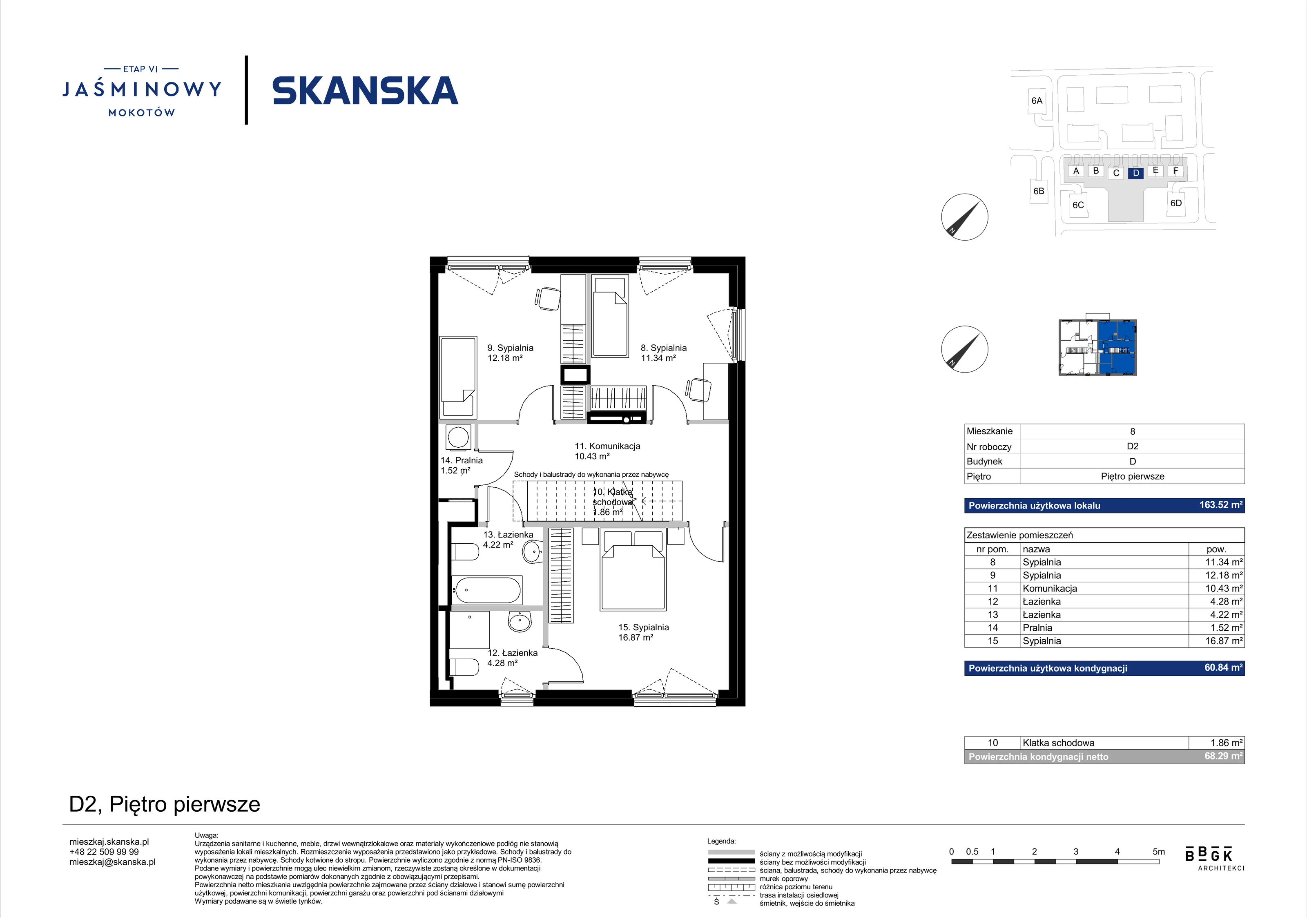 Dom 163,52 m², oferta nr D02, Jaśminowy Mokotów VI Domy, Warszawa, Mokotów, Stegny, ul. Białego Dębu