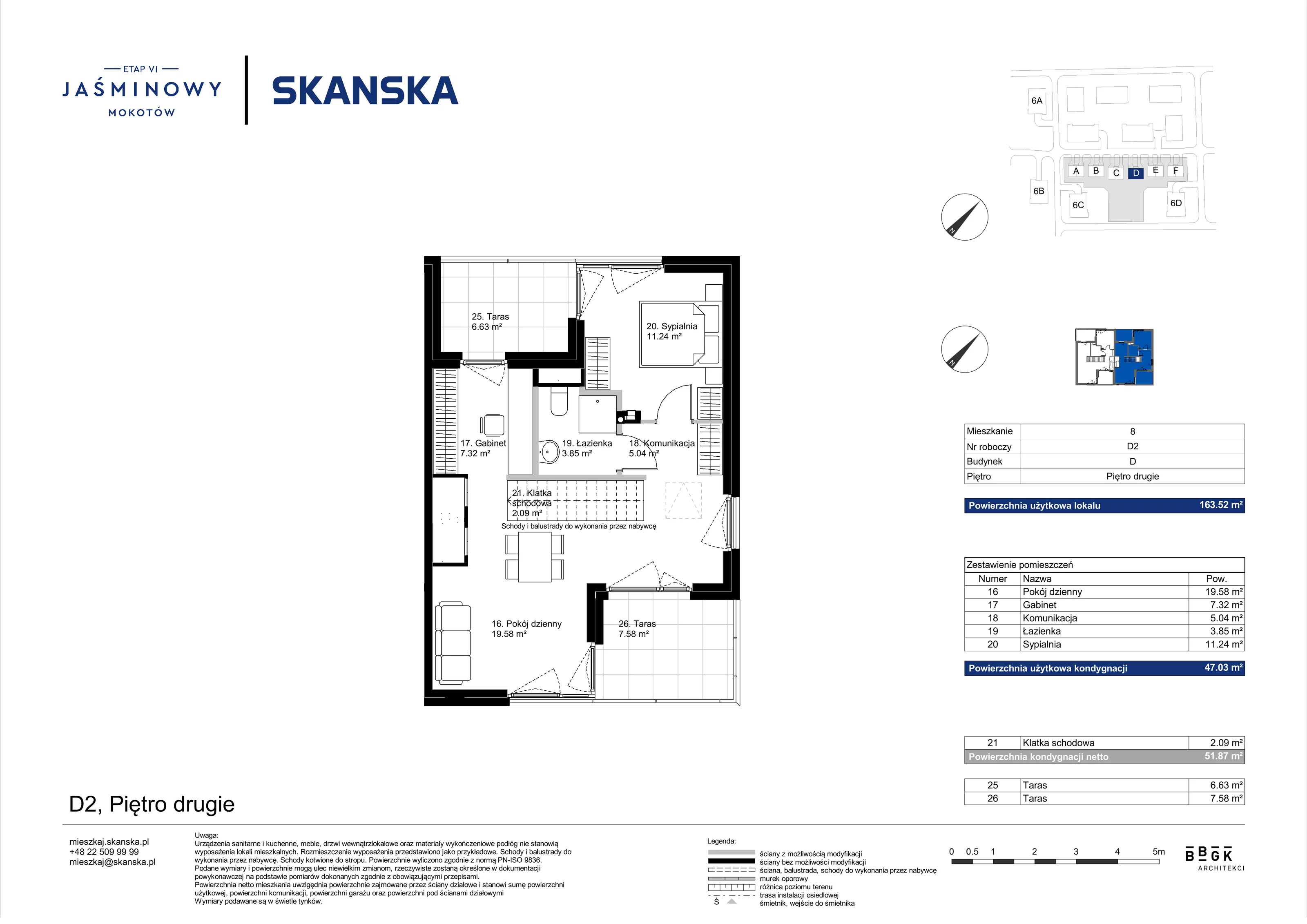 Dom 163,52 m², oferta nr D02, Jaśminowy Mokotów VI Domy, Warszawa, Mokotów, Stegny, ul. Białego Dębu