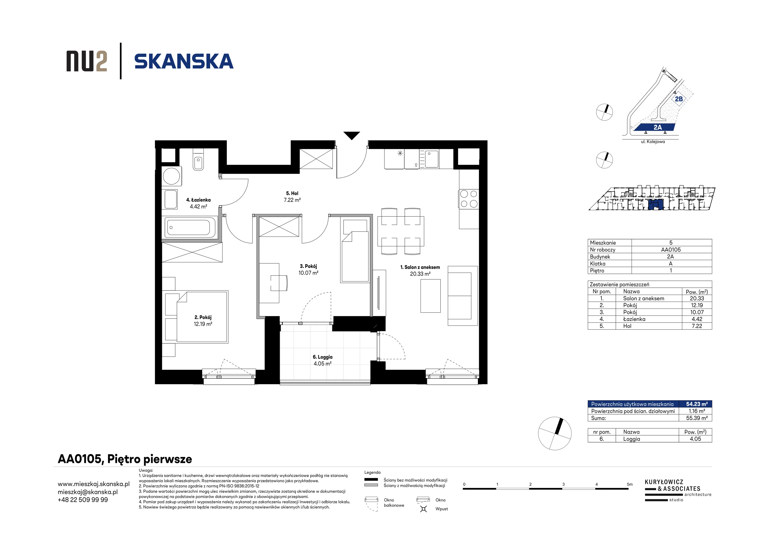 3 pokoje, mieszkanie 54,23 m², piętro 1, oferta nr AA0105, NU Warszawa Wola, Warszawa, Wola, Czyste, ul. Kolejowa