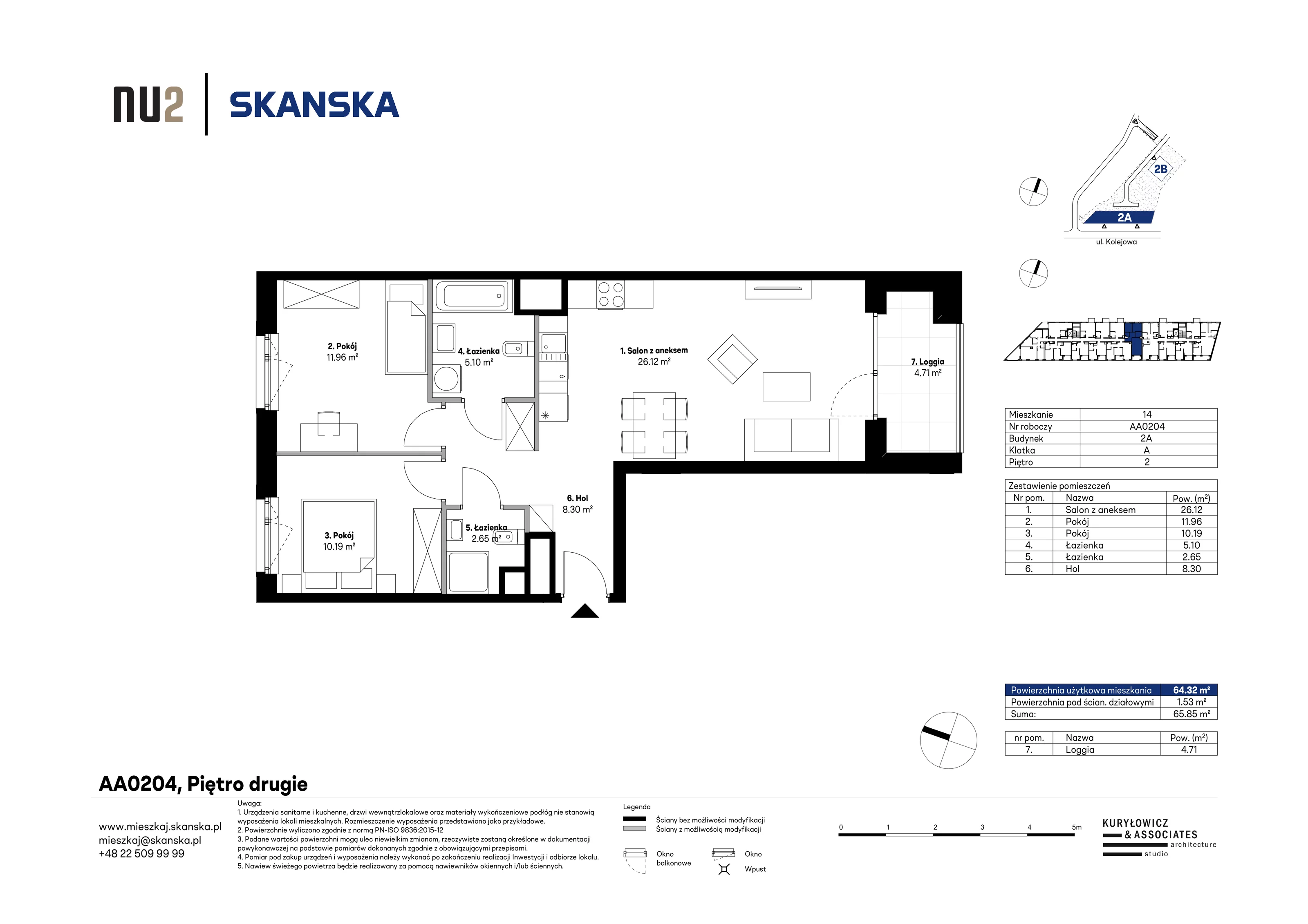 3 pokoje, mieszkanie 64,32 m², piętro 2, oferta nr AA0204, NU Warszawa Wola, Warszawa, Wola, Czyste, ul. Kolejowa