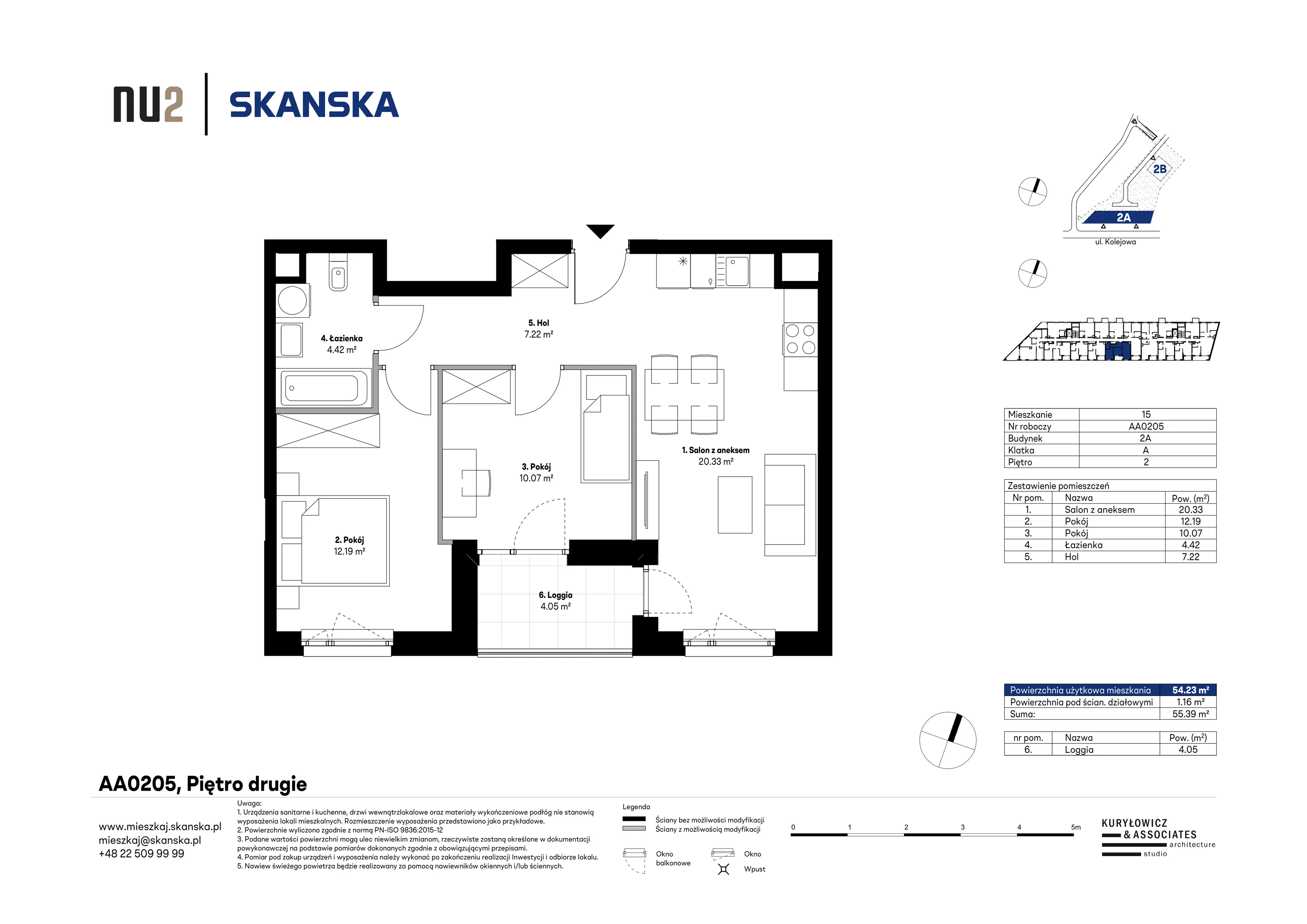 3 pokoje, mieszkanie 54,23 m², piętro 2, oferta nr AA0205, NU Warszawa Wola, Warszawa, Wola, Czyste, ul. Kolejowa