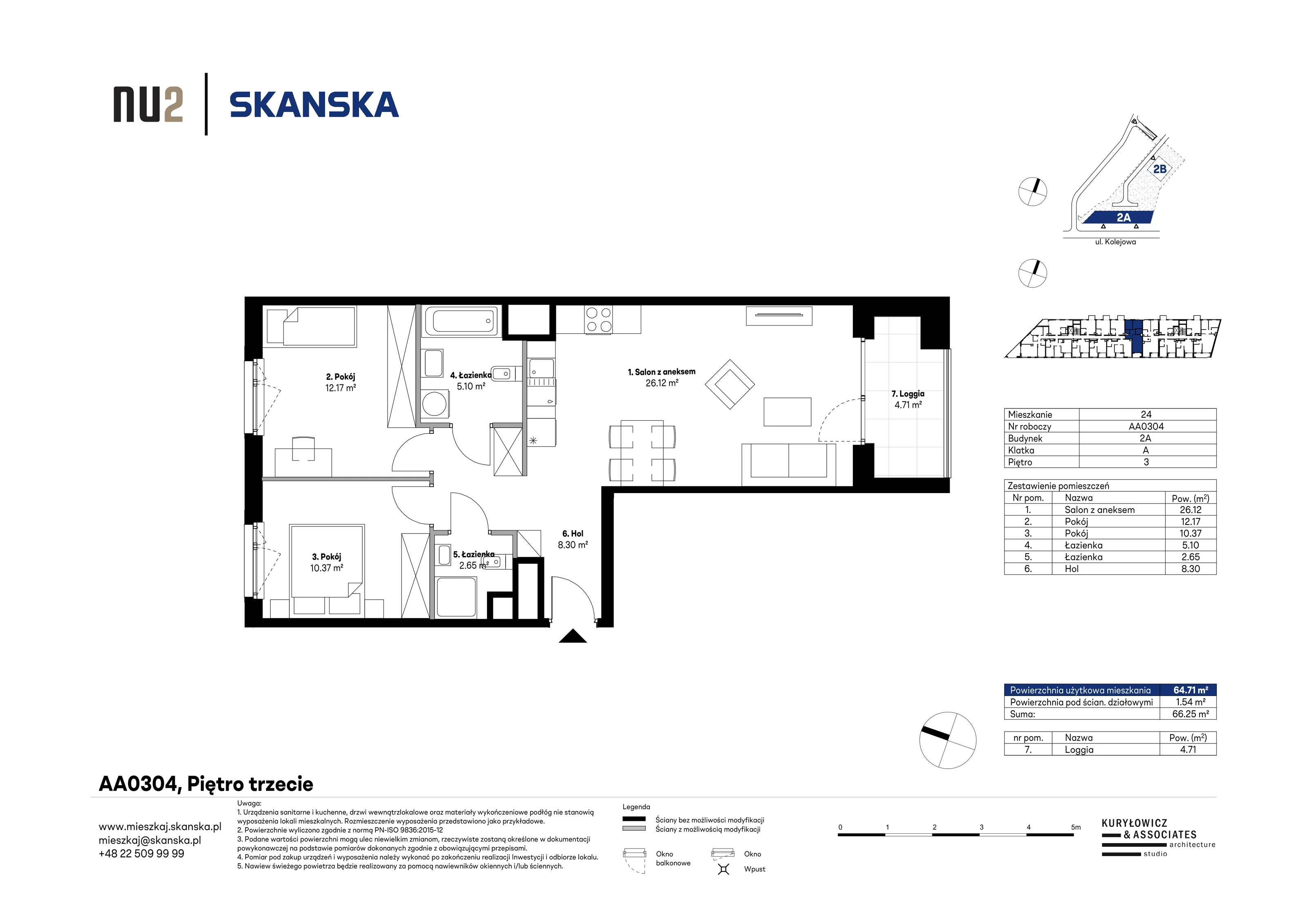 3 pokoje, mieszkanie 64,71 m², piętro 3, oferta nr AA0304, NU Warszawa Wola, Warszawa, Wola, Czyste, ul. Kolejowa