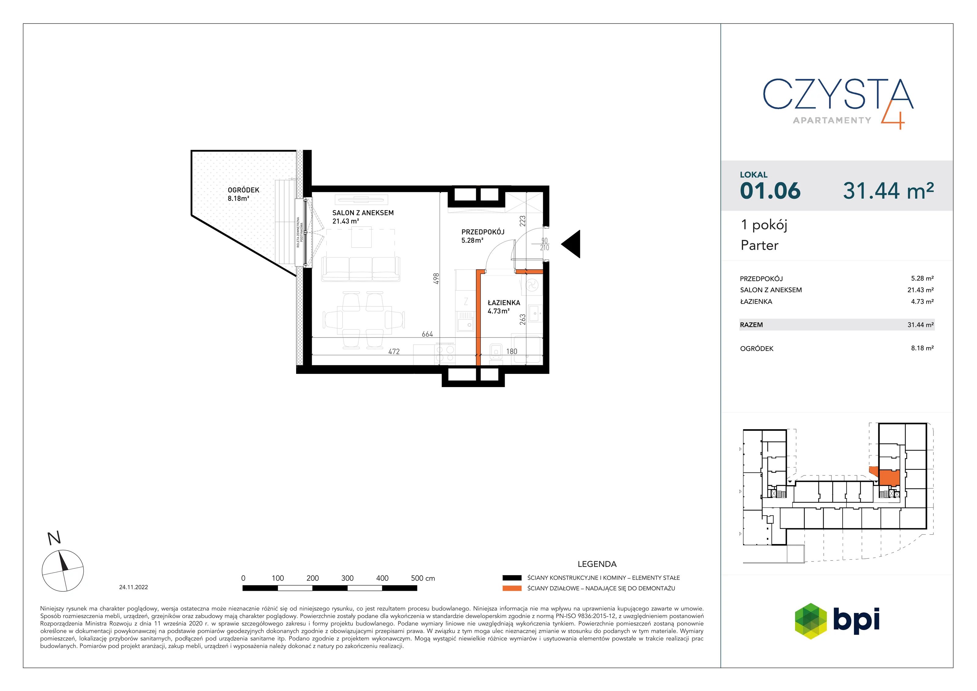 1 pokój, apartament 31,30 m², parter, oferta nr CZ-M-6, Czysta 4, Wrocław, Stare Miasto, ul. Czysta 4