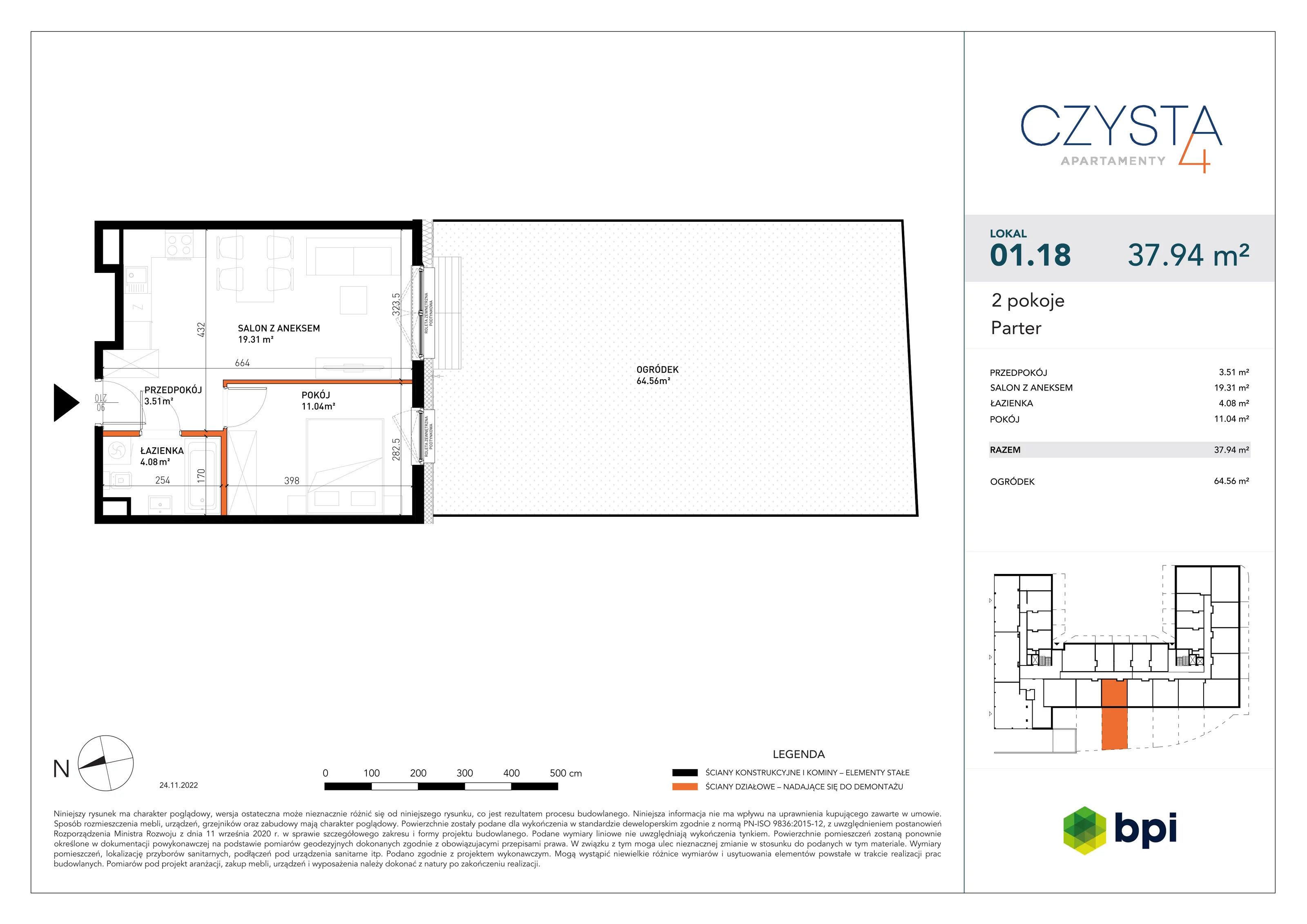 2 pokoje, apartament 37,85 m², parter, oferta nr CZ-M-18, Czysta 4, Wrocław, Stare Miasto, ul. Czysta 4
