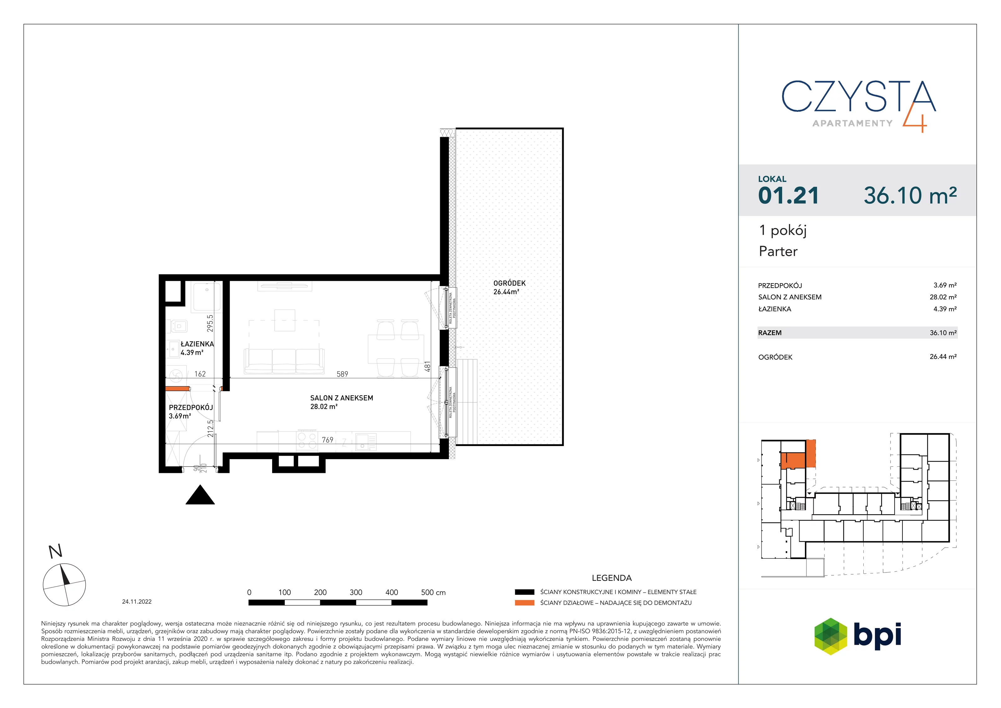 1 pokój, apartament 35,96 m², parter, oferta nr CZ-M-21, Czysta 4, Wrocław, Stare Miasto, ul. Czysta 4
